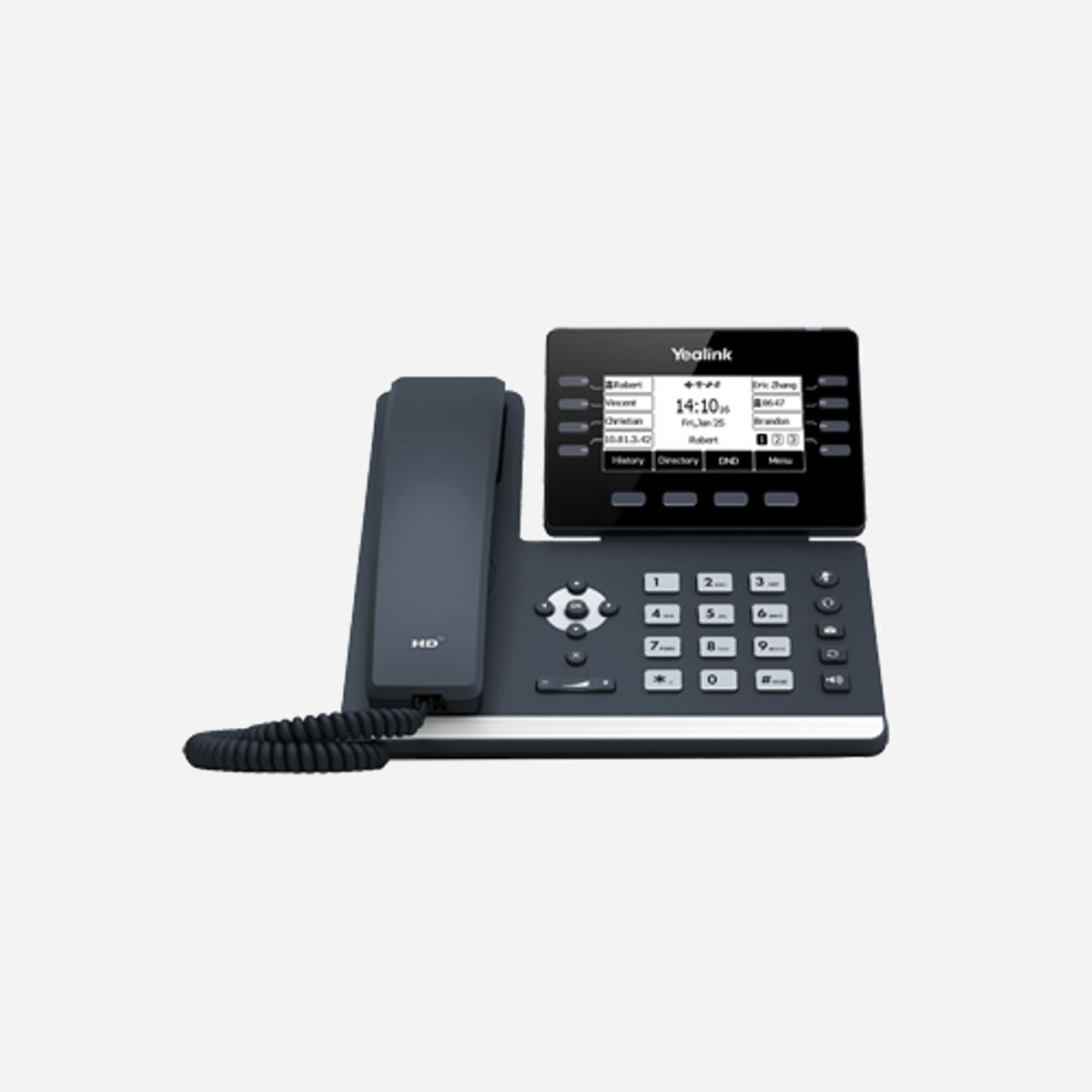 Yealink SIP-T53W Téléphone IP Gris, 8 Lignes, Écran LCD 3.7" 360x160, WiFi, Bluetooth 4.2, Gigabit Ethernet, PoE, Codecs G.722/OPUS, 12 Comptes VoIP - Yealink SIP-T53W. Type de produit: Téléphone mobile IP, Couleur du produit: Gris, Type de combiné: Combiné filaire. Modes DTMF (Dual-Tone Multi-Frequency): In-band, En dehors de la bande, Info SIP. Quantité de lignes: 8 lignes, Capacité du répertoire: 1000 entrées. Commande de volume: Boutons. Écran: LCD, Taille de l'écran: 9,4 cm (3.7"), Résolution de l'écran: 360 x 160 pixels