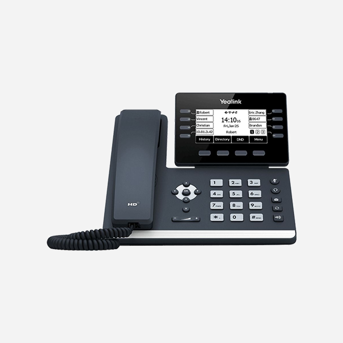Yealink SIP-T53 Téléphone IP 8 Lignes Gris - Écran LCD 3.7" 360x160, Gigabit Ethernet, PoE, 12 Comptes VoIP, Répertoire 1000 Entrées - Yealink SIP-T53. Type de produit: Téléphone IP, Couleur du produit: Gris, Type de combiné: Combiné filaire. Modes DTMF (Dual-Tone Multi-Frequency): In-band, En dehors de la bande, Info SIP. Quantité de lignes: 8 lignes, Capacité du répertoire: 1000 entrées. Commande de volume: Boutons. Écran: LCD, Taille de l'écran: 9,4 cm (3.7"), Résolution de l'écran: 360 x 160 pixels