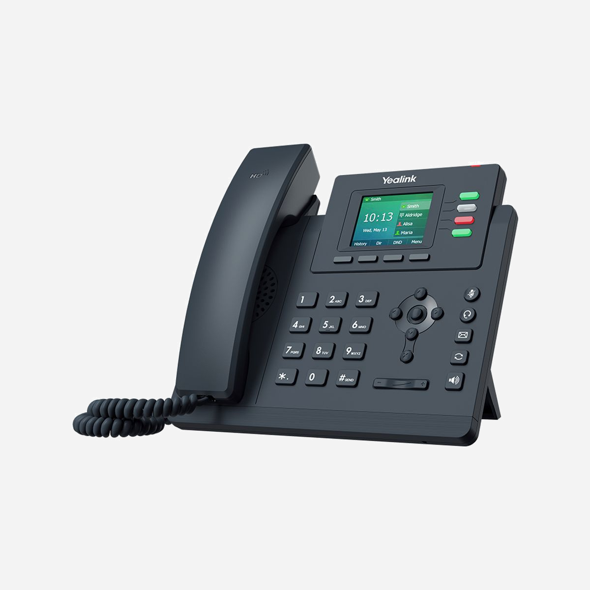 Yealink SIP-T33G Téléphone IP 4 Lignes Gris - Écran LED 2.4" 320x240, Répertoire 1000 Contacts, Gigabit Ethernet, PoE, Codecs G.711/G.722 - Yealink SIP-T33G. Type de produit: Téléphone IP, Couleur du produit: Gris, Type de combiné: Combiné filaire. Quantité de lignes: 4 lignes, Capacité du répertoire: 1000 entrées. Commande de volume: Boutons. Écran: LED, Taille de l'écran: 6,1 cm (2.4"), Résolution de l'écran: 320 x 240 pixels. Codecs vocaux: AGC, AJB, CNG, G.711, G.722, G.723.1, G.726, G.729ab, PLC, VAD