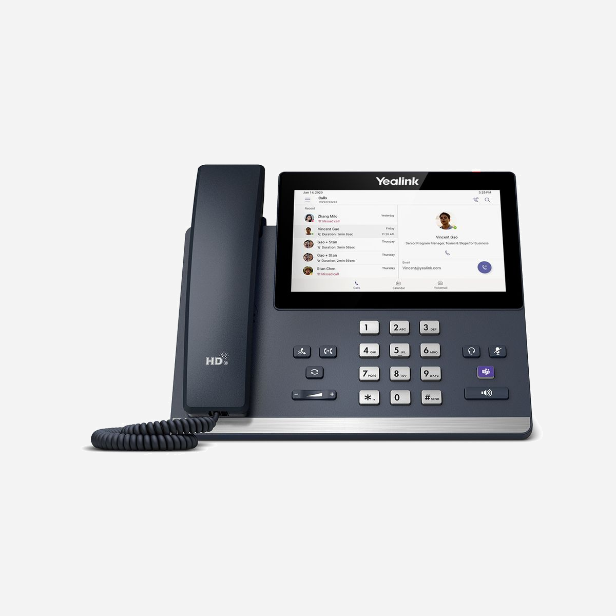 Yealink MP56 Téléphone IP Teams Gris - Écran Tactile 7" 800x480, Android 13, Bluetooth 5.2, Wi-Fi 5, Double Gigabit Ethernet, PoE - - Android 13 OS<br>- Écran tactile capacitif de 7 pouces (1024 x 600)<br>- Audio HD optimal, technologie anti-bruit Yealink<br>- Combiné magnétique<br>- Bouton dédié à Microsoft Teams<br>- Interface utilisateur adaptée à Microsoft Teams<br>- Bluetooth 5.2 intégré et Wi-Fi 5 bi-bande 2.4G/5G<br>- 1x port USB de type A, prend en charge le casque d'écoute USB<br>- 1 x port USB de type C, prend en charge le mode périphérique (bientôt disponible)<br>- Double port Gigabit Ethernet<br>- Prise en charge du module d'extension EXP50<br>- Prise en charge de Microsoft TAC et YMCS<br>- Montable au mur<br>- Prise en charge IEEE 802.3af PoE, sans alimentation