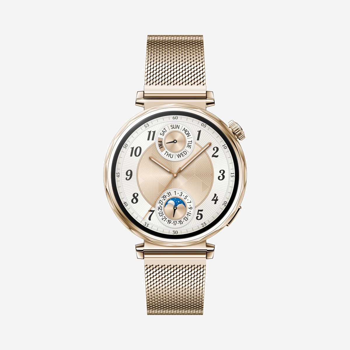 Huawei WATCH GT5 41mm Or : AMOLED 1.32" 466x466px, Cardio, SpO2, GPS, Bluetooth 5.2, Batterie 323mAh, IP69K, Android/iOS - Huawei WATCH GT5 41mm. Taille de l'écran: 3,35 cm (1.32"), Technologie d'affichage: AMOLED, Résolution de l'écran: 466 x 466 pixels. Capacité de la batterie: 323 mAh. Poids: 35 g. Couleur du bracelet: Or