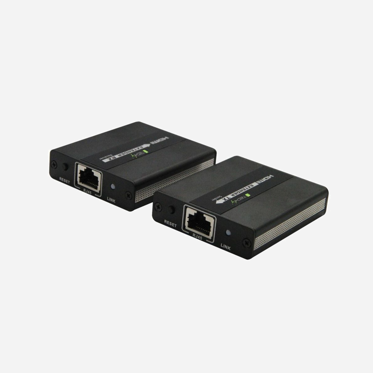 Techly IDATA EXT-E71 : Extender AV HDMI 1.3 via Cat5/5e/6 jusqu'à 120m, 1920x1080 60Hz, HDCP 1.4, IR Bi-directionnel, Noir, Alimentation 5V - Techly IDATA EXT-E71. Type: Émetteur et récepteur AV, Résolution maximale: 1920 x 1080 pixels, Types de câbles soutenus: Cat5, Cat5e, Cat6. Technologie de connectivité: Avec fil. Tension de fonctionnement: 5 V, Courant de sortie: 1 A, Consommation d'énergie (émetteur) (max): 2 W. Largeur: 69,6 mm, Profondeur: 58,8 mm, Hauteur: 16,1 mm