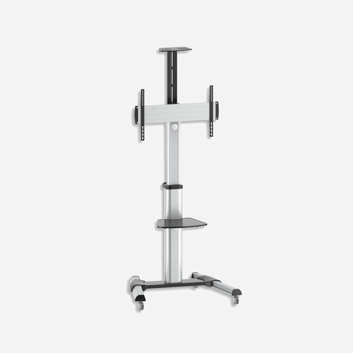 Techly ICA-TR15 Support Sol Mobile pour Écrans 37-70" (94-177.8cm), Charge 50kg, VESA 600x400, Inclinaison -12°/+5°, Argent, 2 Étagères, 4 Roues - Techly ICA-TR15. Capacité de charge maximale: 50 kg, Taille minimale de l'écran: 94 cm (37"), Taille maximale de l’écran: 177,8 cm (70"), Compatibilité interface de montage (min): 600 x 400 mm, Compatibilité interface de montage (max): 600 x 400 mm. Angle d'inclinaison: -12 - 5°. Couleur du produit: Argent