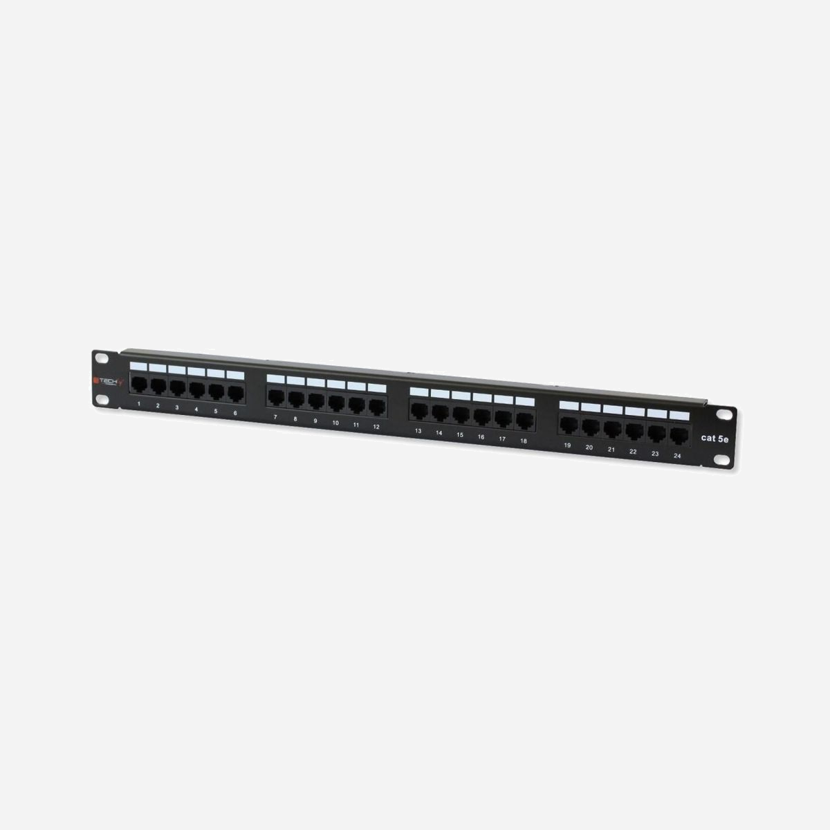 Techly Panneau de Brassage 24 Ports RJ45 Cat.5E 10/100/1000Base-T(X) U/UTP (UTP) 1U 482x43x65mm Contacts Or, Conforme RoHS - Techly 24 x RJ45 Cat.5E. Standards réseau: IEEE 802.3, IEEE 802.3ab, IEEE 802.3u, Technologie de cablâge: 10/100/1000Base-T(X), Type d'interface Ethernet: Fast Ethernet, Gigabit Ethernet. Couleur du produit: Noir. Certificats de conformité: RoHS. Largeur: 482 mm, Hauteur: 43 mm, Profondeur: 65 mm. Type d'emballage: Boîte