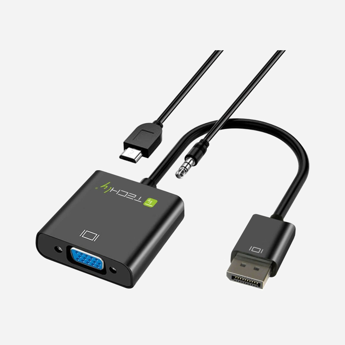 Techly Adaptateur HDMI vers VGA + Audio 3.5mm + Micro USB, Mâle/Femelle, 0.15m, Résolution 1920x1080, HDCP, Noir, Conforme CE/FCC/RoHS - Techly HDMI - VGA+3.5mm+Micro USB B M/F. Longueur de câble: 0,15 m, Connecteur 1: HDMI, Connecteur 2: VGA+3.5mm+Micro USB. Certificats de conformité: CE, RoHS, Certification: CE, FCC, RoHS. Poids: 63 g, Largeur: 43 mm, Profondeur: 44 mm. Quantité: 1 pièce(s)