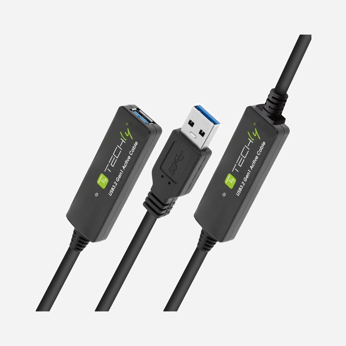 Techly ICUR30200G : Câble USB 3.2 Gen 1 (3.1 Gen 1) A-A, 20m, Noir - Connecteur Mâle vers Femelle, Conforme CE/FCC/RoHS - Techly ICUR30200G. Longueur de câble: 20 m. Connecteur 1: USB A, Connecteur 2: USB A, Version USB: USB 3.2 Gen 1 (3.1 Gen 1), Couleur du produit: Noir