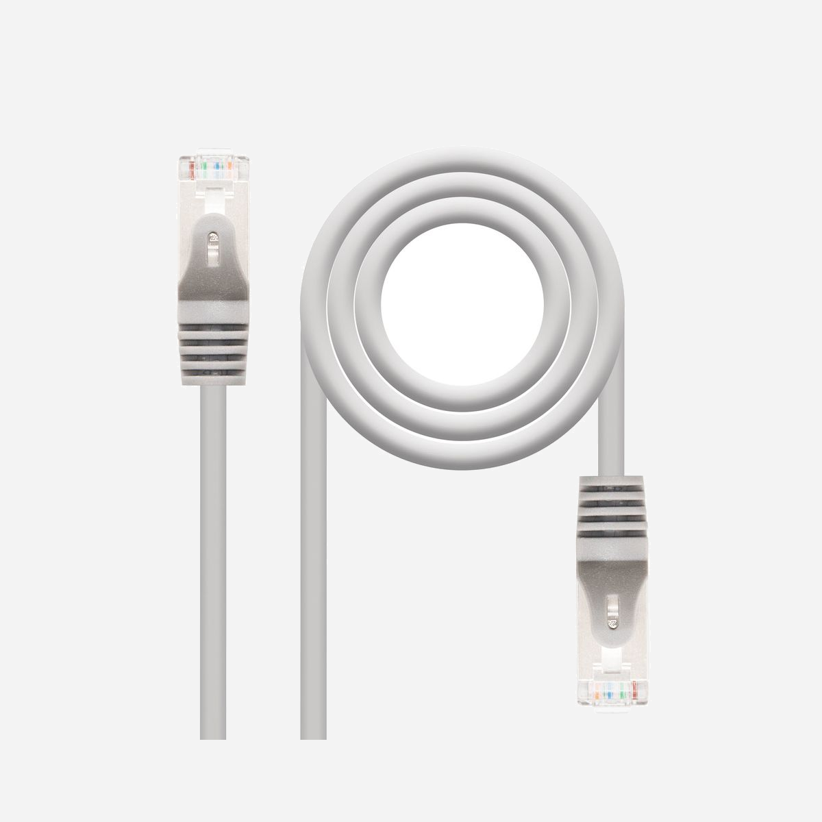 Nanocable 10.20.0803 : Câble réseau Cat6e 3m Gris F/UTP (FTP) RJ45 mâle-mâle, contacts cuivre, blindage connecteur aluminium, AWG24, RoHS - Câble de réseau CAT. 6 FTP AWG24 100% cuivre avec connecteur type RJ45 aux deux extrémités