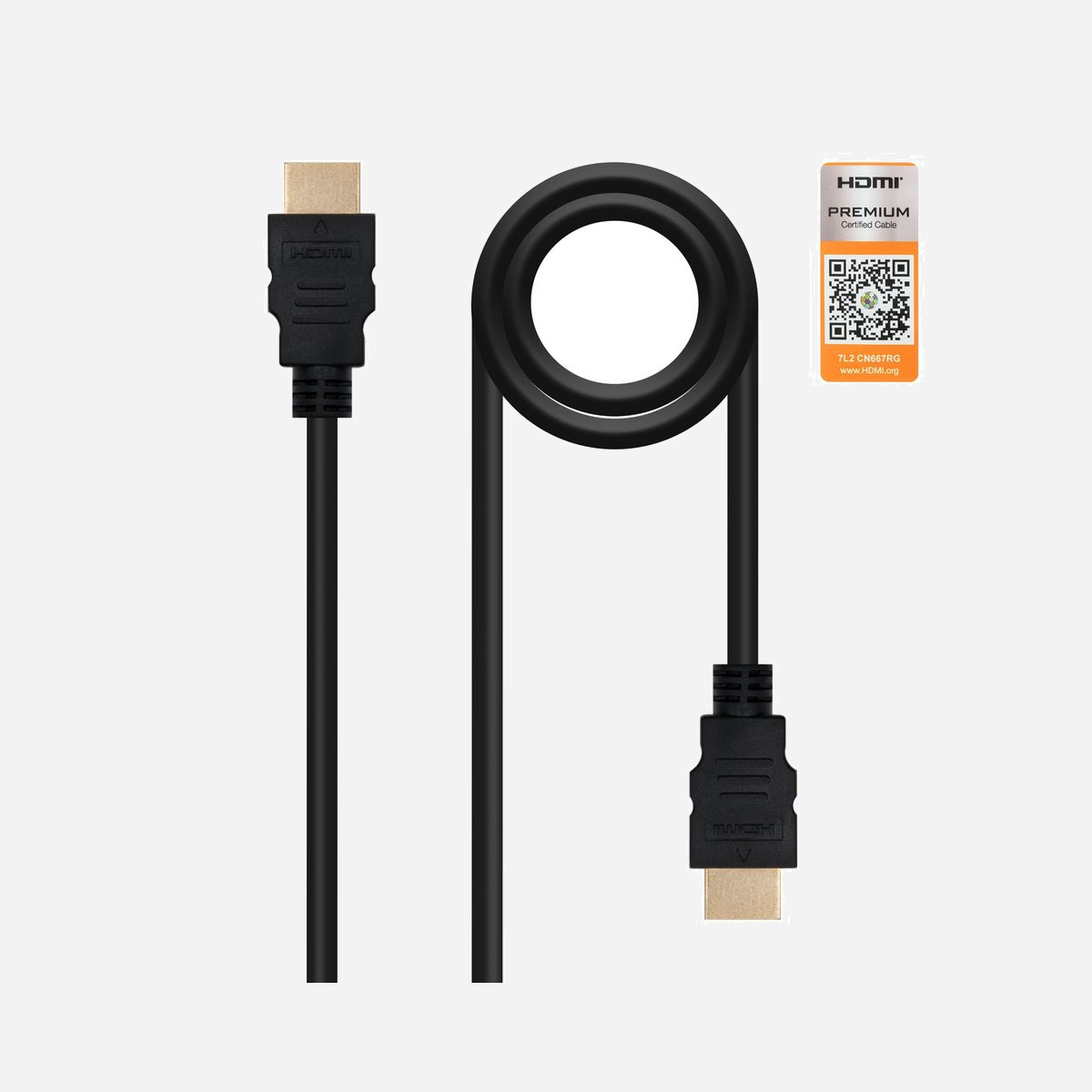 Nanocable 10.15.3601: Câble HDMI 2.0, 1m, Type A mâle/mâle, Ethernet, 3D, ARC, 3840x2160 60Hz, contacts plaqués or, noir - Câble HDMI V2.0 premium grande vitesse Ethernet avec connecteur type A mâle aux deux extrémités