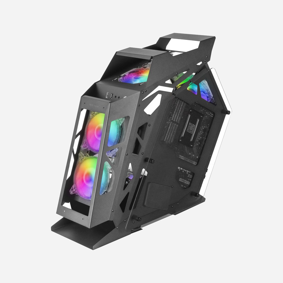 Mars Gaming MC61 Tower PC Noir, Micro-ATX/Mini-ITX, Double Fenêtre Verre Trempé, 4 Ventilateurs 120mm ARGB, Refroidissement Liquide, USB 3.2 Gen 1 - Design futuriste spectaculaire et refroidissement extrême dans une taille compacte pour les systèmes jusqu'à Micro-ATX. Comprend un contrôleur ARGB avec télécommande ou contrôle par carte mère et 4 ventilateurs CHROMA RGB 120 mm spectaculaires préinstallés.<br><br><b>REFROIDISSEMENT EXTRÊME</b><br>Un flux d'air constant est la clé pour prolonger la durée de vie de vos composants et maintenir votre système à des performances optimales. Le MC61 élimine tous les problèmes de température tout en maintenant le silence grâce à un flux d'air extrême offert par ses 4 ventilateurs de 120 mm préinstallés (2 à l'avant et 2 sur le dessus) et ses ouvertures à 360º sans restriction de flux.<br><br><b>DISPONIBLE EN 2 VERSIONS</b><b>NOIR OU BLANC</b><br>Disponible en deux finitions, noir et blanc. Choisissez celui qui convient le mieux à votre configuration !<br><br><b>CONTRÔLEUR CHROMA ARGB</b><br>Le système d'éclairage MC61 vous offre jusqu'à 40 modes d'éclairage RGB CHROMA préinstallés contrôlables via sa télécommande RF, mais il comprend également une connexion ARGB standard pour que vous puissiez synchroniser l'éclairage avec des cartes mères ou des contrôleurs compatibles ARGB. Choisissez le mode qui convient le mieux à votre configuration et profitez d’une infinité de possibilités esthétiques. <br><br><b>FENÊTRE EN VERRE TREMPÉ DOUBLE</b><br>Équipé de deux fenêtres en verre trempé sur toute la longueur, le boîtier MC61 vous permet de montrer votre PC dans toute sa splendeur.<br><br><b>MICRO-ATX AVEC INTÉRIEUR XL</b><br>Le MC61 est conçu pour les cartes mères jusqu'à la taille Micro-ATX avec un espace libre étendu capable d'héberger des refroidisseurs de processeur massifs jusqu'à 185 mm, des cartes graphiques extra-longues jusqu'à 355 mm, jusqu'à 6 ventilateurs, des refroidisseurs liquides jusqu'à 240 mm, 3 disques durs et le tout avec une gestion des câbles interne entièrement efficace.