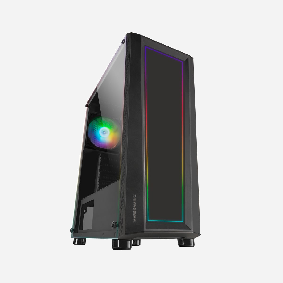 Mars Gaming MCART Boîtier PC Midi Tower Noir ATX/Micro-ATX/Mini-ITX, Acrylique/Verre Trempé, 1x120mm ARGB, USB 3.2 Gen 1, Ventilateurs x6 max, Refroidissement liquide - Créativité illimitée avec l'une des boîtes les plus spéciales et uniques. Choisissez de laisser MC-ART tel quel pour une esthétique professionnelle et futuriste, ou créez n'importe quel design et changez-le aussi souvent que vous le souhaitez.<br><br><b>CRÉATIVITÉ ILLIMITÉE</b><br>La boîte MC-ART est dotée d'un panneau avant et latéral sur lequel vous pouvez dessiner autant de fois que vous le souhaitez avec un marqueur blanc inclus (que vous pouvez facilement acheter lorsqu'il est épuisé). Tout ce que vous dessinez sera illuminé par un RVB dynamique créant un effet spectaculaire. Si vous souhaitez quelque chose de plus discret, vous pouvez choisir de le laisser brut et obtenir un design élégant et futuriste dans votre configuration.<br><br><b>DISPONIBLE EN 2 VERSIONS</b><b>NOIR OU BLANC</b><br>Disponible en deux finitions, noir et blanc. Choisissez celui qui convient le mieux à votre configuration !<br><br><b>REFROIDISSEMENT AVANCÉ</b><br>Un flux d'air constant est la clé pour prolonger la durée de vie de vos composants et maintenir votre système à des performances optimales. Le MC-ART est livré en standard avec un ventilateur FRGB de 120 mm et vous pouvez étendre le nombre de ventilateurs jusqu'à 6 pour maximiser le refroidissement. De plus, vous pouvez installer un refroidissement liquide de 120 ou 240 mm.<br><br><b>ÉCLAIRAGE ARGB 12 MODES</b><br>Le MC-ART dispose d'un éclairage avant et latéral avec 12 effets ARGB différents facilement contrôlables. Vous pouvez choisir le style qui correspond le mieux à votre configuration et profiter d'une box différente et unique à tout moment.