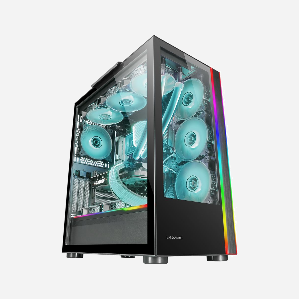 Mars Gaming MCULTRA Tour PC E-ATX XXL Noire, Double Fenêtre Verre Trempé, ARGB, Compatible Refroidissement Liquide (jusqu'à 360mm), 390mm GPU, 2x 3.5", 5x 2.5" - Tour E-ATX XXL avec capacité étendue et prise en charge complète du refroidissement liquide. Double bande LED ARGB à l'avant et sur le côté avec double fenêtre en verre trempé complet pour tout montrer.<br><br><b>COMPATIBLE ENTIÈREMENT ARGB</b><br>L'avant et le côté du MC-ULTRA sont dotés d'une spectaculaire double bande LED avec éclairage ARGB. Choisissez facilement entre les modes d'éclairage prédéfinis ou utilisez le connecteur ARGB pour contrôler l'ensemble de votre système avec un contrôleur ARGB ou une carte mère. Choisissez le mode qui convient le mieux à votre configuration et profitez d’une infinité de possibilités esthétiques. <br><br><b>DISPONIBLE EN DEUX VERSIONS</b><b>NOIR OU BLANC</b><br>Disponible en deux finitions, noir et blanc. Choisissez celui qui convient le mieux à votre configuration !<br><br><b>CAPACITÉ ÉTENDUE XXL</b><br>Nouvelle taille augmentée au maximum et capacité pour les cartes mères E-ATX. Le MC-ULTRA offre suffisamment de capacité pour votre PC de rêve. Installez jusqu'à 7 disques durs et cartes graphiques jusqu'à 390 mm horizontalement ou verticalement*. Le boîtier ne sera plus jamais une limitation.<br><br><b>FENÊTRE EN VERRE TREMPÉ DOUBLE</b><br>Equipé de deux fenêtres entièrement en verre trempé, le boîtier MC-ULTRA est un spectacle visuel du plus haut niveau. La meilleure vitrine pour le meilleur matériel et les projets les plus ambitieux.<br><br><b>REFROIDISSEMENT AVANCÉ</b><br>Le maintien d’un flux d’air constant est essentiel pour prolonger la durée de vie des composants et garantir que le système fonctionne à des performances optimales. MC-ULTRA a la capacité d'installer jusqu'à neuf ventilateurs de 120 mm, est compatible avec le refroidissement liquide jusqu'à 360 mm et comprend des filtres à poussière cachés pour protéger les composants.<br><br><b>ÉDITION PERSONNALISÉE</b><br>Le MC-ULTRA est un boîtier sur mesure qui vous permettra de construire le PC de vos rêves sans aucune limitation. Pour éviter de gaspiller des pièces que vous n'utiliserez pas, le MC-ULTRA n'est pas livré en standard avec des extras personnalisables comme des ventilateurs ou un support/câble de carte graphique vertical.<br><br><b>STRUCTURE À DOUBLE CAMÉRA VERTICALE</b><br>Grâce à sa structure verticale à double chambre, MC-ULTRA sépare l'alimentation et les disques durs dans une chambre latérale cachée pour un refroidissement maximal et une optimisation de l'espace.
