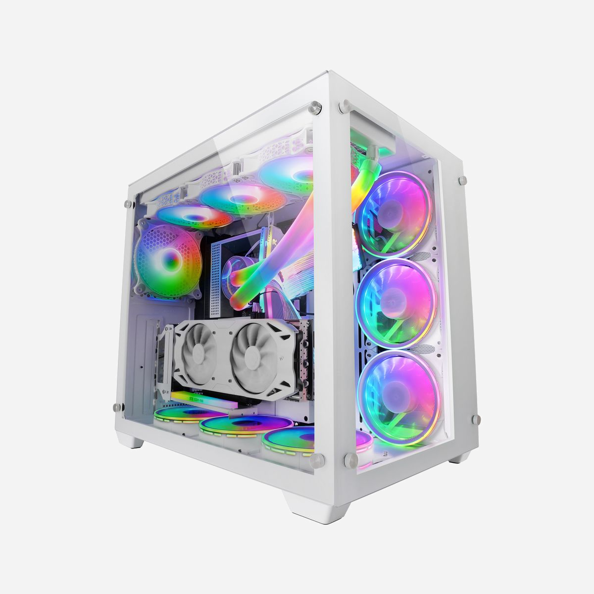 Mars Gaming MCV3W Boîtier PC Tower Blanc, E-ATX, Double Fenêtre Verre Trempé, 418mm GPU, Refroidissement Liquide 360mm, USB 3.2 Gen 1, Filtre Poussière - Taille XXL E-ATX pour les configurations les plus puissantes et exclusives que vous pourrez montrer dans toute leur splendeur à travers sa double fenêtre en verre trempé. Conçu pour abriter à la fois les PC les plus avancés et les projets personnalisés les plus innovants, le MCV3 est le boîtier que vous attendiez.<br><br><b>ÉDITION PERSONNALISÉE</b><br>Le MCV3 est un boîtier concept personnalisé qui vous offre la base parfaite pour construire le PC de vos rêves sans aucune limitation de production et sans avoir à gaspiller des pièces que vous n'utiliserez pas. C'est pourquoi le MCV3 n'est pas livré en standard (et vous ne payez pas pour cela) avec des extras personnalisables comme des ventilateurs ou un support/câble de carte graphique vertical.<br><br><b>DISPONIBLE EN DEUX VERSIONS</b><b>NOIR OU BLANC</b><br>Disponible en 2 finitions, noir ou blanc. Choisissez celle qui convient le mieux à votre configuration !<br><br><b>CAPACITÉ ÉTENDUE XXL</b><br>Nouvelle taille augmentée au maximum et capacité jusqu'à E-ATX. Le MCV3 offre suffisamment de capacité pour votre PC de rêve. Installez jusqu'à 10 ventilateurs et 5 disques durs, des cartes graphiques 418 mm en position horizontale ou verticale*, des refroidisseurs d'air XXL et des radiateurs 360 mm. La boîte ne sera plus jamais une limitation. <br><br><b>SUPPORT TOTAL POUR LE REFROIDISSEMENT LIQUIDE</b><br>Installez le kit de refroidissement liquide de votre choix ou créez le système personnalisé de vos rêves. Le MCV3 a l'espace et le design dont vous avez besoin pour faire de votre projet une réalité.<br><br><b>FENÊTRE EN VERRE TREMPÉ DOUBLE</b><br>Equipé de deux fenêtres entièrement en verre trempé sur le coin latéral avant, le boîtier MCV3 est un spectacle visuel de haut niveau. La meilleure vitrine pour le meilleur matériel et les projets personnalisés les plus ambitieux.<br><br><b>STRUCTURE MODULAIRE À DOUBLE CHAMBRE</b><br>Grâce à sa structure à double chambre, il sépare l'alimentation et les disques durs dans une chambre latérale cachée pour un refroidissement maximal et une optimisation de l'espace.