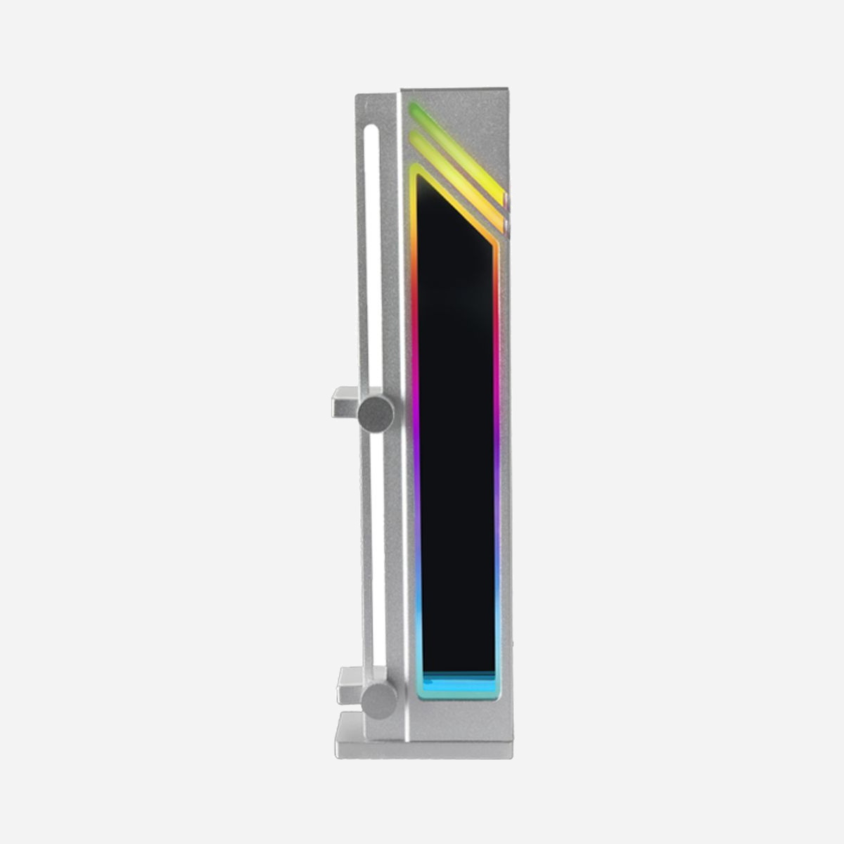 Mars Gaming MCA-GCB Support Carte Graphique Universel ARGB Infinity Mirror, Base Magnétique Antidérapante, Aluminium, 48x28x180mm, 5V, Noir/Argent - Support de carte graphique innovant qui combine une base magnétique antidérapante et une esthétique époustouflante avec un éclairage Infinity Mirror ARGB. Avec sa conception universelle, il s'adapte à n'importe quelle carte graphique, offrant stabilité et une touche de personnalisation à votre PC. Disponible en noir et gris argenté, il s'intègre parfaitement dans votre configuration.<br><br><b>ÉCLAIRAGE DE MIROIR INFINITY ARGB</b><br>Le système d'éclairage ARGB à miroir infini du support GPU est une véritable révolution dans la conception du matériel PC. Non seulement ce support fournit une base solide pour votre carte graphique, mais il élève également esthétiquement votre configuration grâce à son effet de profondeur époustouflant. L'effet visuel unique du miroir infini ajoute une dimension de lumière époustouflante, idéale pour les passionnés de PC qui cherchent à ajouter un élément distinctif à leurs constructions. <br><br><b>DISPONIBLE EN DEUX VERSIONS</b><b>NOIR OU GRIS ARGENT</b><br>Choisissez celui qui convient le mieux à votre configuration<br><br><b>COMPATIBILITÉ UNIVERSELLE</b><br>La conception MCA-GCB offre une compatibilité universelle, idéale pour les cartes graphiques haut de gamme de toute taille. Sa capacité à s'adapter à différentes tailles et poids en fait le complément parfait à toute configuration.<br><br><b>SYNCHRONISATION ET ÉCLAIRAGE ARGB</b><br>Le MCA-GCB est une pièce maîtresse d'éclairage personnalisable pour votre PC. Compatible avec la plupart des cartes mères ARGB du marché, connectez le support via le connecteur ARGB 5V 3 broches, permettant une synchronisation parfaite avec le reste de vos composants ARGB. Coordonnez les couleurs et les effets d'éclairage de vos composants et créez une esthétique saisissante pour votre système. <br><br><b>BASE MAGNÉTIQUE ANTIDÉRAPANTE</b><br>Dites adieu aux problèmes de stabilité grâce à la base magnétique du support MCA-GCB avec caoutchouc antidérapant, garantissant que votre carte graphique reste ferme et protégée à tout moment, éliminant tout risque de déplacement ou de chute. La base magnétique antidérapante adhère fermement au boîtier de votre PC, offrant une installation rapide et une tenue ferme et stable.