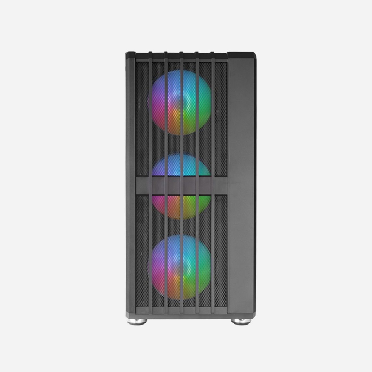 Mars Gaming MC-VAULT - Boîtier PC Moyen Tour ATX/Micro-ATX/Mini-ITX Noir, Mesh, 4 ventilateurs ARGB 120mm, USB 3.0, support radiateur 360mm, GPU 358mm - Le MC-VAULT combine style, performance et personnalisation dans un design époustouflant. Dotée d'une façade en Mesh qui optimise le flux d'air, de 4 ventilateurs ARGB de 120 mm et d'une fenêtre latérale en verre trempé, cette tour se distingue tant par son esthétique que par sa fonctionnalité. Il offre un grand espace interne pour les cartes graphiques jusqu'à 358 mm, une compatibilité avec les systèmes de refroidissement liquide jusqu'à 360 mm et un montage vertical du GPU, garantissant une flexibilité totale pour les configurations hautes performances et une gestion efficace de l'espace.<br><br><b>Style et performance au plus haut niveau</b><br>Le MC-VAULT allie puissance et design dans une tour moyenne ATX qui se distingue par son impressionnante façade Mesh avec grille verticale et 4 ventilateurs ARGB 120 mm préinstallés. Il offre un flux d'air optimal et un éclairage RVB qui transformera votre configuration en un spectacle visuel. La fenêtre latérale en verre trempé affiche votre configuration dans toute sa splendeur. L'éclairage ARGB des ventilateurs ressort parfaitement à travers le verre, ajoutant une touche moderne et professionnelle à votre configuration.<br><br><b>DISPONIBLE EN DEUX VERSIONS</b><b>Noir et blanc</b><br>Choisissez celui qui convient le mieux à votre configuration.<br><br><b>Compatibilité et espace étendu</b><br>Le MC-VAULT offre un grand espace interne prenant en charge des cartes graphiques jusqu'à 358 mm, un stockage avancé pour jusqu'à 2 disques durs 3,5" et 3 SSD 2,5", offrant une flexibilité totale pour les configurations hautes performances.<br><br><b>Connectivité supérieure</b><br>Le MC-VAULT est équipé d'un panneau supérieur qui offre une connectivité polyvalente et un accès facile à vos appareils. Il comprend un port USB 3.0 pour des transferts de données rapides, deux ports USB 2.0 pour connecter vos périphériques essentiels et des prises audio HD et microphone pour profiter d'un son de haute qualité.<br><br><b>Capacité de refroidissement optimisée</b><br>Grâce à sa conception en maille frontale, le MC-VAULT assure une ventilation supérieure, gardant vos composants au frais même dans les situations les plus exigeantes. Ses 4 ventilateurs ARGB 120 mm préinstallés offrent à la fois performances et style. Avec une capacité pouvant accueillir jusqu'à 8 ventilateurs, des refroidisseurs d'air hautes performances jusqu'à 176 mm et des systèmes de refroidissement liquide jusqu'à 360 mm, ce boîtier garantit que votre équipement fonctionne toujours à des températures optimales.<br><br><b>Éclairage ARGB personnalisable</b><br>Le MC-VAULT comprend plusieurs effets d'éclairage prédéfinis contrôlables par bouton, ainsi que la possibilité de synchroniser l'éclairage via une connexion ARGB. Personnalisez entièrement l'éclairage de votre châssis et synchronisez les 4 ventilateurs ARGB préinstallés avec le reste de votre plate-forme grâce à la compatibilité avec les contrôleurs et cartes mères ARGB pour une expérience de jeu totalement immersive. <br><br><b>Montage vertical du GPU</b><br>Avec 7 emplacements d'extension et 3 emplacements PCIe verticaux, le MC-VAULT vous offre de vastes possibilités de personnalisation. Le montage vertical du GPU améliore l'esthétique de votre construction, optimise l'espace interne et permet une gestion des câbles plus efficace.