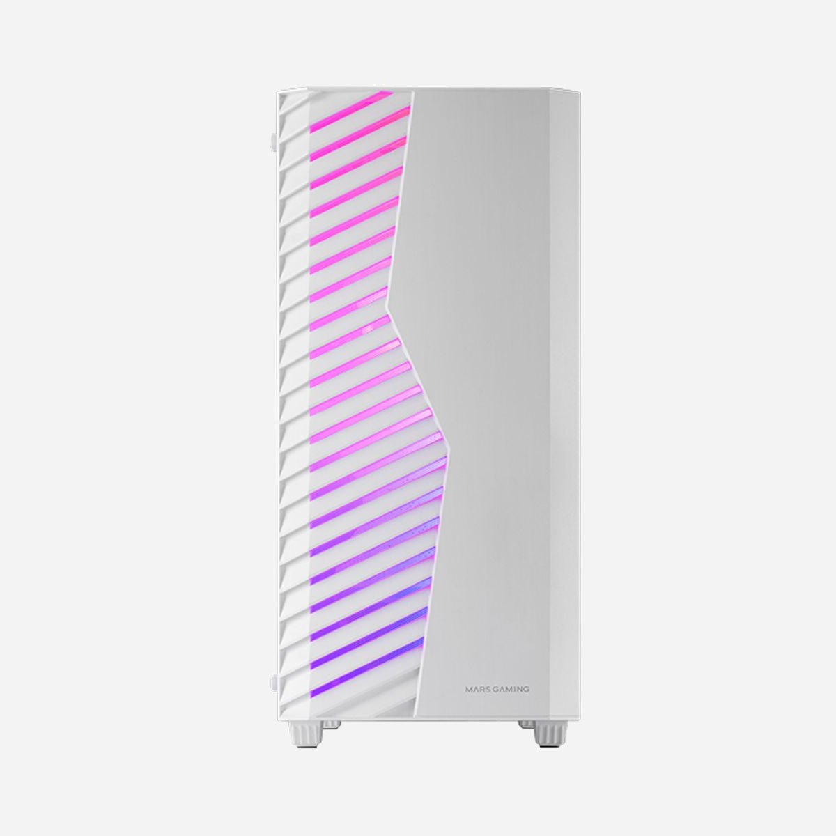 Mars Gaming MC-VOLTW Boîtier PC Midi Tower Blanc, ATX/MicroATX/Mini-ITX, 2x3.5", 2x2.5", Ventilation ARGB, Fenêtre Verre Trempé, USB 3.0, Long. GPU 327mm - Le MC-VOLT est le boîtier gaming ultime pour ceux qui recherchent puissance, style et personnalisation totale. Doté d'un système d'éclairage impressionnant comprenant un ventilateur ARGB préinstallé et une grille avant ARGB, une fenêtre latérale en verre trempé, la prise en charge des grands GPU et une gestion optimisée des câbles, ce boîtier mi-tour allie design et performances sans compromis. De plus, sa connectivité avancée et son vaste espace de stockage font du MC-VOLT le choix idéal pour faire passer votre configuration au niveau supérieur.<br><br><b>Éclairage et style : compatibilité ARGB</b><br>Équipé d'un ventilateur ARGB de 120 mm et d'une impressionnante grille avant ARGB, le boîtier de jeu MC-VOLT permet une personnalisation totale de l'éclairage de votre configuration. Choisissez parmi plusieurs modes d'éclairage prédéfinis ou synchronisez votre système avec votre carte mère ARGB compatible pour refléter votre style unique. De plus, sa fenêtre latérale en verre trempé affiche vos composants internes avec une touche moderne et élégante. <br><br><b>Disponible en deux versions</b><b>Noir et blanc</b><br>Choisissez celui qui convient le mieux à votre configuration<br><br><b>Compatibilité et capacité étendue</b><br>Compatible avec les cartes mères ATX, MicroATX et Mini-ITX, le boîtier MC-VOLT offre une flexibilité maximale pour différentes configurations. Son intérieur spacieux est conçu pour les configurations hautes performances avec 7 emplacements d'extension et prenant en charge de grandes cartes graphiques jusqu'à 327 mm* de longueur et des refroidisseurs de processeur jusqu'à 160 mm, ce qui en fait un choix idéal pour les joueurs les plus exigeants.<br><br><b>Maintenance simplifiée</b><br>Le MC-VOLT est conçu pour un entretien facile et un flux d'air optimal grâce à son système de gestion des câbles et ses filtres à poussière. Comprend un filtre supérieur magnétique et un filtre inférieur amovible, qui aident à protéger les composants internes et à prolonger la durée de vie de l'équipement.<br><br><b>Connectivité et stockage polyvalents</b><br>Avec des connexions USB 3.0, USB 2.0 et audio HD et microphone, le MC-VOLT facilite la connexion rapide de périphériques et d'appareils supplémentaires à votre PC. Il dispose également de baies pour 2 disques durs 3,5" et 2 SSD 2,5", offrant un espace de stockage suffisant pour vos jeux et fichiers essentiels.<br><br><b>Refroidissement exceptionnel</b><br>Le MC-VOLT dispose d'une grande grille avant qui permet une admission d'air directe, assurant un flux d'air puissant dans tout le système. Equipé d'un ventilateur ARGB de 120 mm à l'arrière et de la possibilité d'installer jusqu'à 6 ventilateurs de 120 mm, il garantit un refroidissement optimal. De plus, il prend en charge les radiateurs de refroidissement liquide de 120 mm à l'arrière et jusqu'à 360 mm* à l'avant. Grâce à la capacité de refroidissement exceptionnelle du boîtier d'ordinateur MC-VOLT, votre plate-forme restera fraîche et prête à relever tous les défis.