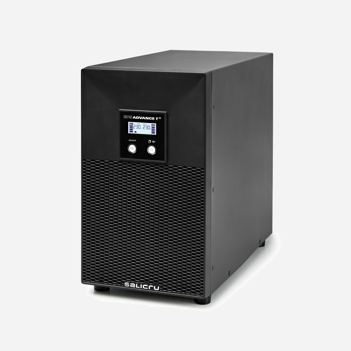 Salicru SPS 3000 ADV T : UPS Line-Interactive 3kVA/2100W Sinusoïdal Pur, Entrée 165-290V, Sortie 230V, USB, RS-232, SmartSlot, Compatible Windows/Linux/Mac - La série SPS ADVANCE T de Salicru offre, en termes d'onduleurs (systèmes d'alimentation ininterrompue), des niveaux d'efficacité et de confiance optimaux pour tous les dispositifs critiques qui requièrent une alimentation électrique continue et faible. Leur format tour extrêmement compact permet de gagner de l'espace dans les salles de serveurs et d'ordinateurs. Par ailleurs, la technologie Lineinteractive qu'ils adoptent permet de combattre les éventuelles variations du réseau électrique d'alimentation et garantit, à tout moment, une tension de sortie sinusoïdale qui permet de bénéficier de la meilleure qualité d'alimentation pour toutes les charges critiques. Pour une utilisation plus aisée et commode, ils sont équipés, sur un côté, d'un écran qui permet de connaître toutes les informations relatives au fonctionnement de l'équipement et à l'alimentation électrique (tension entrée/sortie, % de charge, % de batterie, etc.) et ils disposent, sur l'autre côté, de nombreuses options de communication avec l'extérieur via une interface USB intégrant le protocole HID, le logiciel de surveillance et de gestion (téléchargeable), ou bien via les options de communication qu'offre le slot intelligent incorporé (SNMP). Il convient également de souligner leur compatibilité avec les sources actuelles d'alimentation de type APFC (Active Power Factor Correction). La plage de puissance de la série SPS ADVANCE T est : 850, 1000, 1500, 2000 et 3000 VA.
