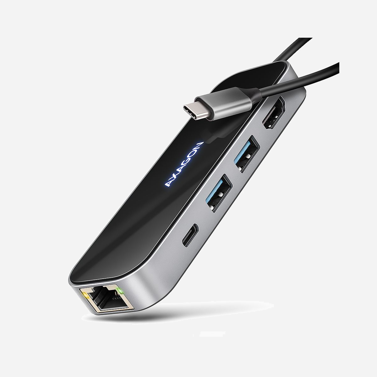 Axagon HMC-6GLN Hub USB-C 3.2 Gen 1 avec Power Delivery 100W, HDMI 4K 240Hz, Ethernet Gigabit, 2x USB-A, Support Windows/macOS/Linux/Android/ChromeOS - Axagon Nicht kategorisiert. Technologie de connectivité: Avec fil, Interface de l'hôte: USB 3.2 Gen 1 (3.1 Gen 1) Type-C, Délivrance de la puissance USB jusqu’à: 100 W. LAN Ethernet : taux de transfert des données: 10,100,1000 Mbit/s. Couleur du produit: Noir, Résolution (numérique maximum): 4096 x 2160 pixels, Taux de d'actualisation maximal: 240 Hz. Type de source d'alimentation: USB, Connecteur d'alimentation: USB Type-C, Longueur du câble USB: 0,2 m. Prise en charge d'autres systèmes d'exploitation: Android, ChromeOS