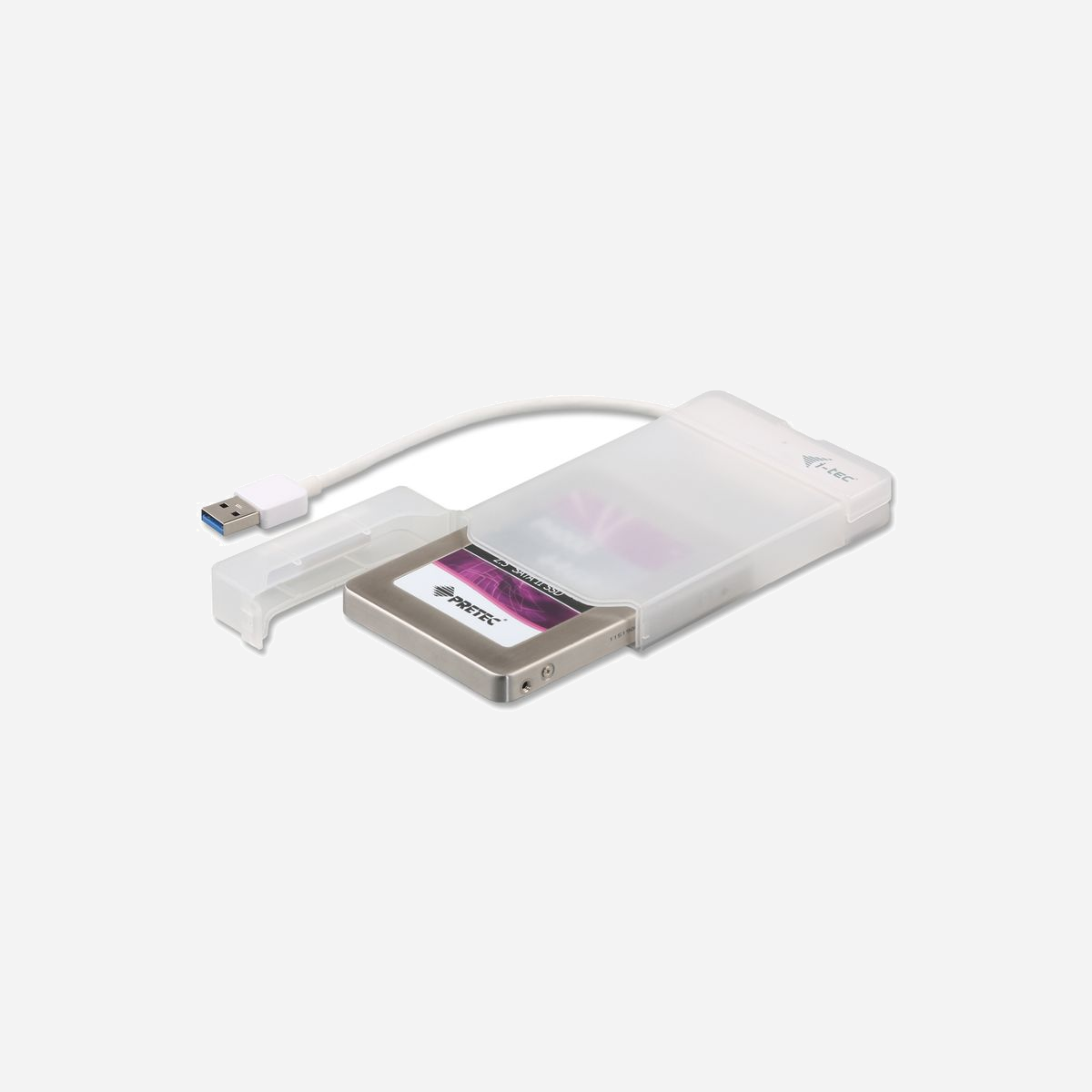 i-tec MySafe MYSAFEU314 Boîtier Externe USB 3.2 Gen 1 pour Disque Dur/SSD 2.5" SATA I/II/III, 9.5mm, Blanc, Jusqu'à 5Gbps, Câble Intégré 0.15m - La suite ADVANCE d’i-tec comprend un grand nombre d'accessoires vous permettant d'utiliser des produits de haute technologie dans un design moderne et un emballage exclusif.<br><br>i-tec MySafe USB 3.0 Easy est un boîtier externe pour connecter disques durs SATA 2.5"de toutes capacités à votre PC, ordinateur portable, téléviseur ou autre appareil multimédia avec une interface USB au travers de laquelle est également possible la recharge. Le cadre est bien adapté pour transférer les données d'un ordinateur portable endommagé. La connexion via USB 3.0 permet un transfert de données rapide et facile (jusqu'à 5 Gbps). Il est bien entendu totalement rétro compatible USB 2.0.<br><br>Son fonctionnement est très simple, il vous suffit d'insérer le disque dans la boîte et les pilotes s’installeront automatiquement lors de la première connexion à un ordinateur. Pour une connexion rapide du disque, vous pouvez utiliser uniquement un boîtier adaptateur externe séparé ou vous pouvez laisser le disque en toute sécurité dans la boîte en plastique livrée.