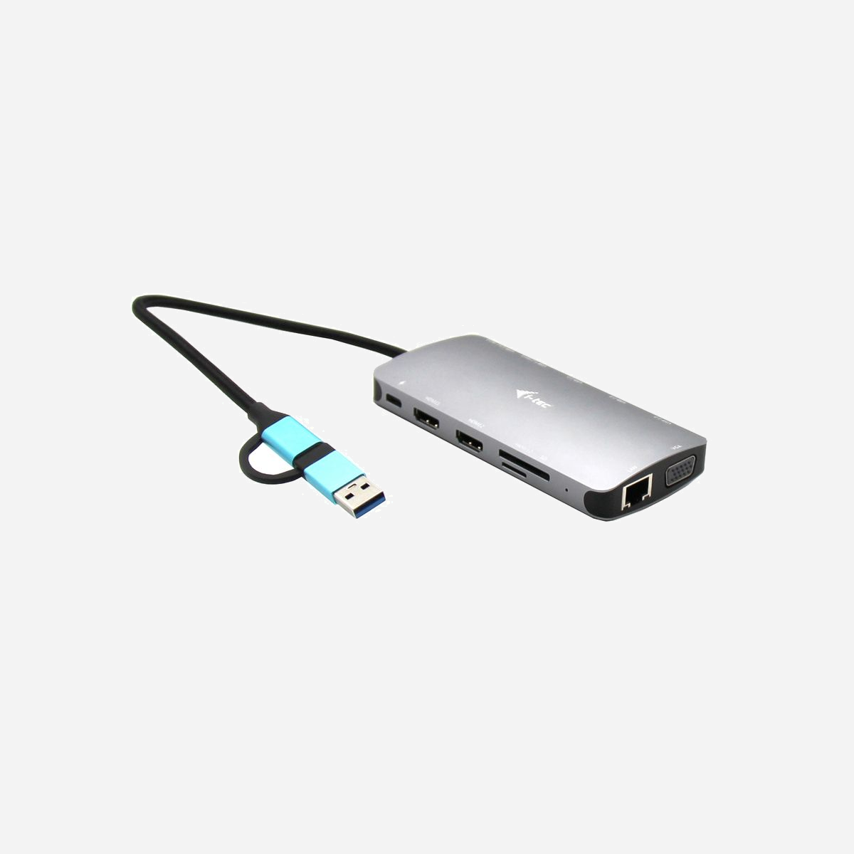 i-tec Dock Métal Nano 3x Display USB 3.0/USB-C/Thunderbolt, LAN, Power Delivery 100W, 2x HDMI, VGA, USB 3.2/2.0, Lecteur SD/microSD, Windows/macOS/Android/Linux - Une station d’accueil puissante, mais petite et portable, qui prend en charge jusqu’à trois moniteurs externes. La station d’accueil peut être utilisée avec pratiquement tous les ordinateurs portables, car elle prend en charge la connexion à tous les ports courants : USB 3.0, USB-C, USB4 et Thunderbolt » 3/4, tout en prenant en charge tous les systèmes d’exploitation courants. Toutefois, la connexion à trois moniteurs ne sera possible qu’avec un ordinateur portable doté d’un port Thunderbolt 3/4 ou d’un port USB-C prenant en charge le transfert vidéo (mode USB-C DP Alt).<br><br>Les 5 ports USB, la connexion fiable et rapide au réseau de l’entreprise grâce au port LAN intégré et le support VGA natif font de cette station d’accueil le compagnon idéal des professionnels qui sont souvent en déplacement et qui ont besoin de se connecter même à des moniteurs et projecteurs plus anciens. Bien entendu, il permet de charger votre ordinateur portable ou votre tablette (jusqu’à 100 W).<br><br>- Connectez jusqu’à 3 moniteurs externes*.<br>- Puissance délivrée : jusqu’à 100 W<br>- Il y a 2 ports HDMI* et un port VGA.<br>- 1x USB 3.2, 1x USB-C et 3x USB 2.0 vous permettent de connecter facilement vos périphériques USB et<br>- Gigabit Ethernet RJ-45 fournit une connectivité Internet fiable, robuste et à haut débit avec la prise en charge des vitesses 10/100/1000 Mbps.<br>- Emplacements SD et microSD pour un transfert facile des données des cartes mémoire<br>- Prise en charge de Windows 10/11, macOS, Android, Linux et ChromeOS<br>*Le port HDMI 1 ne fonctionne que lorsqu’il est connecté à un ordinateur portable équipé d’un port Thunderbolt 3/4, USB4 ou USB-C prenant en charge le transfert vidéo (appelé mode USB-C DP Alt).<br><br>Si la station d’accueil est connectée via USB 3.0, la charge des ordinateurs portables et des tablettes n’est pas prise en charge.