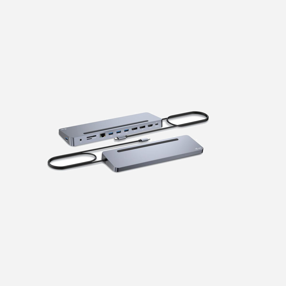 i-tec C31FLAT2PDPRO : Station d'accueil USB-C 3x 4K, Power Delivery 100W, 4x USB 3.2, LAN Gigabit, Lecteurs SD/MicroSD, Support Ordinateur Portable, Compatible Windows/macOS/Linux/Android/ChromeOS - Station d’accueil USB-C ergonomique en métal avec prise en charge de 3 moniteurs externes. La station d’accueil est compatible avec tout ordinateur portable équipé d’un port USB-C ou Thunderbolt (le câble intégré de 60 cm de long est suffisamment long pour connecter tous les ordinateurs portables avec des écrans jusqu’à 15″). La station d’accueil offre 4 ports USB, une connectivité fiable et rapide aux réseaux d’entreprise grâce au port LAN intégré et une alimentation électrique jusqu’à 100 W. Le design de la station d’accueil lui permet également d’être utilisée comme support d’ordinateur portable.<br><br>La station d’accueil est disponible en deux versions :<br>1. sans l’adaptateur de charge USB-C inclus (code produit C31FLAT2PDPRO).<br>2. avec l’adaptateur 100W inclus (code produit C31FLAT2PDPRO100W/UK).<br><br>- Connectez jusqu’à trois moniteurs externes avec une résolution allant jusqu’à 4K*.<br>- Puissance : jusqu’à 100W<br>- Fournit 2x DisplayPort et HDMI<br>- 4x ports USB 3.2 (5 Gbps) vous permettent de connecter facilement vos appareils et périphériques USB.<br>- Gigabit Ethernet RJ-45 fournit une connectivité Internet fiable, robuste et à haut débit avec une prise en charge des vitesses de 10/100/1000 Mbps.<br>- Prise combinée audio et microphone (casque) sur le panneau avant<br>- Lecteurs de cartes SD et microSD<br>- Corps en métal<br>- Peut également être utilisé comme support pratique pour ordinateur portable<br><br>Remarque : macOS ne prend pas en charge la technologie MST (Multi Stream Transport), ce qui signifie que lorsqu’ils sont connectés à un appareil macOS, tous les moniteurs connectés afficheront la même image.<br><br>