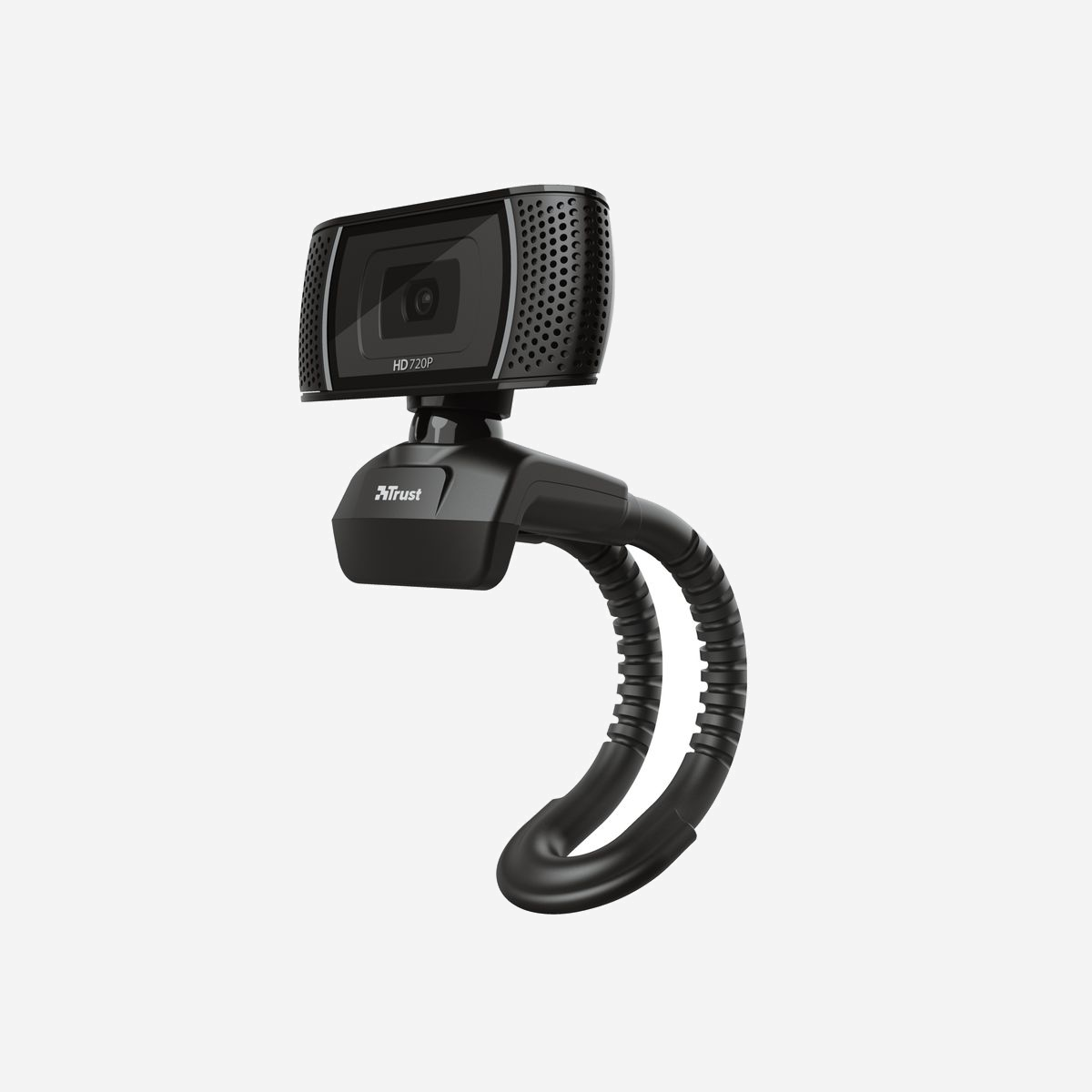 Trust Trino Webcam 8MP 1280x720 30fps USB 2.0 Micro Intégré Clip Noir Compatible Windows/macOS Longueur Câble 1.43m - Webcam HD avec micro pratique intégré, parfaite pour les visioconférences<br><br>