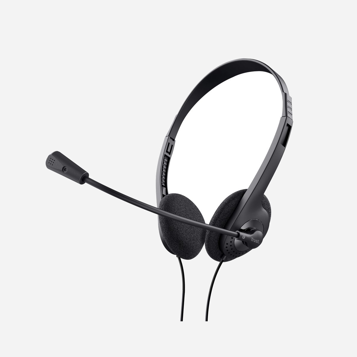 Trust 21665 Casque Stéréo Filaire Supra-Aural 3.5mm, Microphone Boom Flexible, 70-20000Hz, Impédance 32 Ohm, Câble 1.8m, Compatible PC/Laptop/Phone/Tablet, Noir - Casque-micro stéréo léger avec micro flexible réglable pour garder les mains libres durant les communications