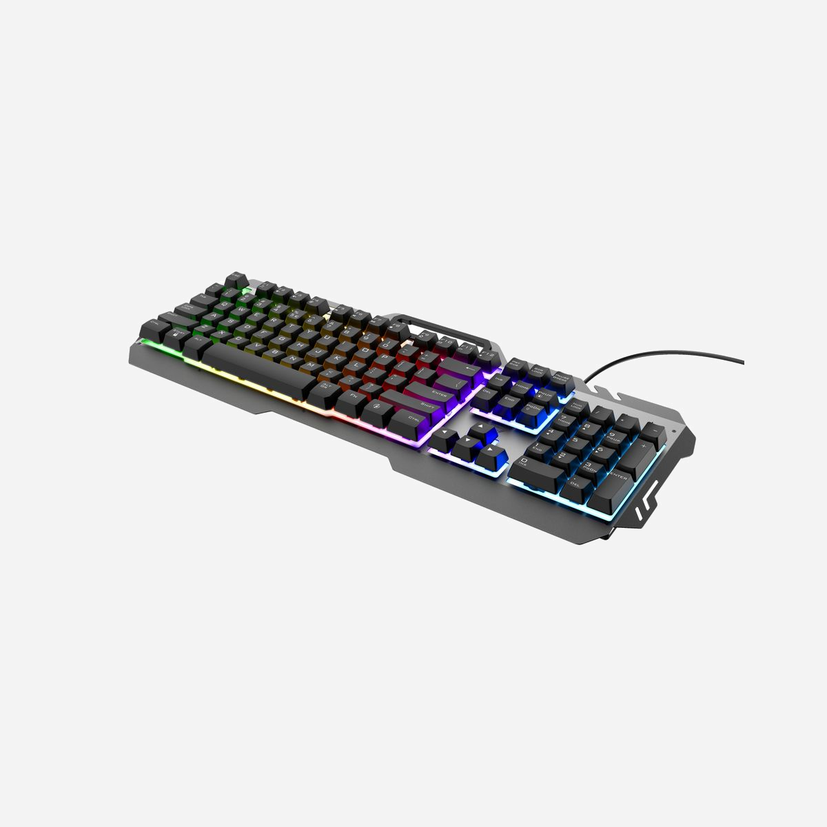 Trust GXT 853 Esca - Clavier Gaming USB Français Rétroéclairé LED Multi-Couleurs, Membrane, 104 Touches, Câble 1.8m - Compatible Windows/macOS/ChromeOS - Clavier de jeu en métal avec éclairage LED arc-en-ciel<br><br>