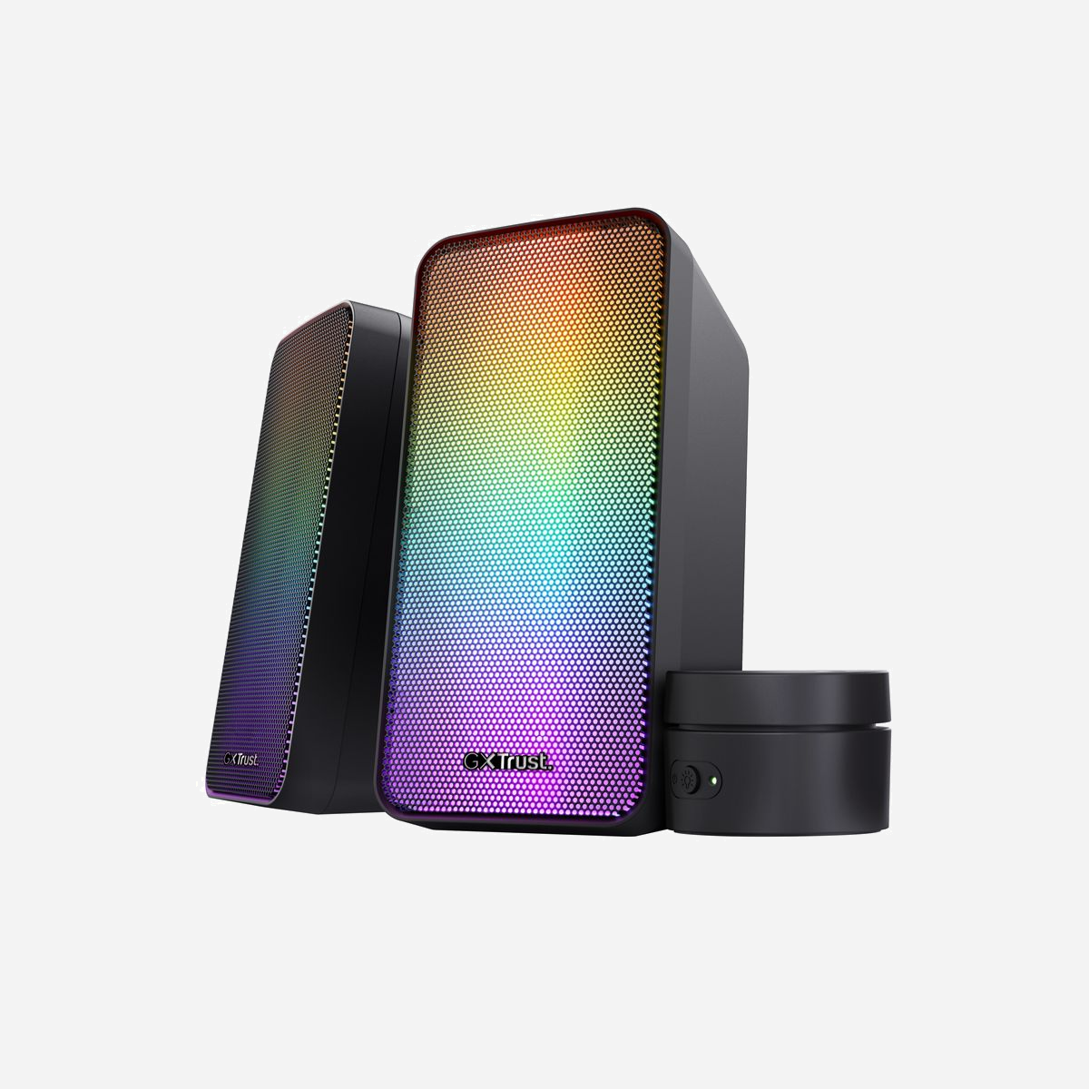 Trust GXT 611 Wezz Enceintes PC 2.0, 6W RMS, USB, Noir, Amplificateur intégré, Câble 1.8m, Compatible PC/Portable, Dimensions 87x95x165 mm - Trust GXT 611 Wezz. Canaux de sortie audio: 2.0 canaux, Puissance évaluée de RMS: 6 W, Utilisation recommandée: PC/ordinateur portable. Type d'appareil d'amplification: Amplificateur, Facteur de forme de l'appareil d'amplification: Intégré. Puissance des satellites RMS: 3 W. Source d'alimentation: USB. Largeur: 87 mm, Profondeur: 95 mm, Hauteur: 165 mm