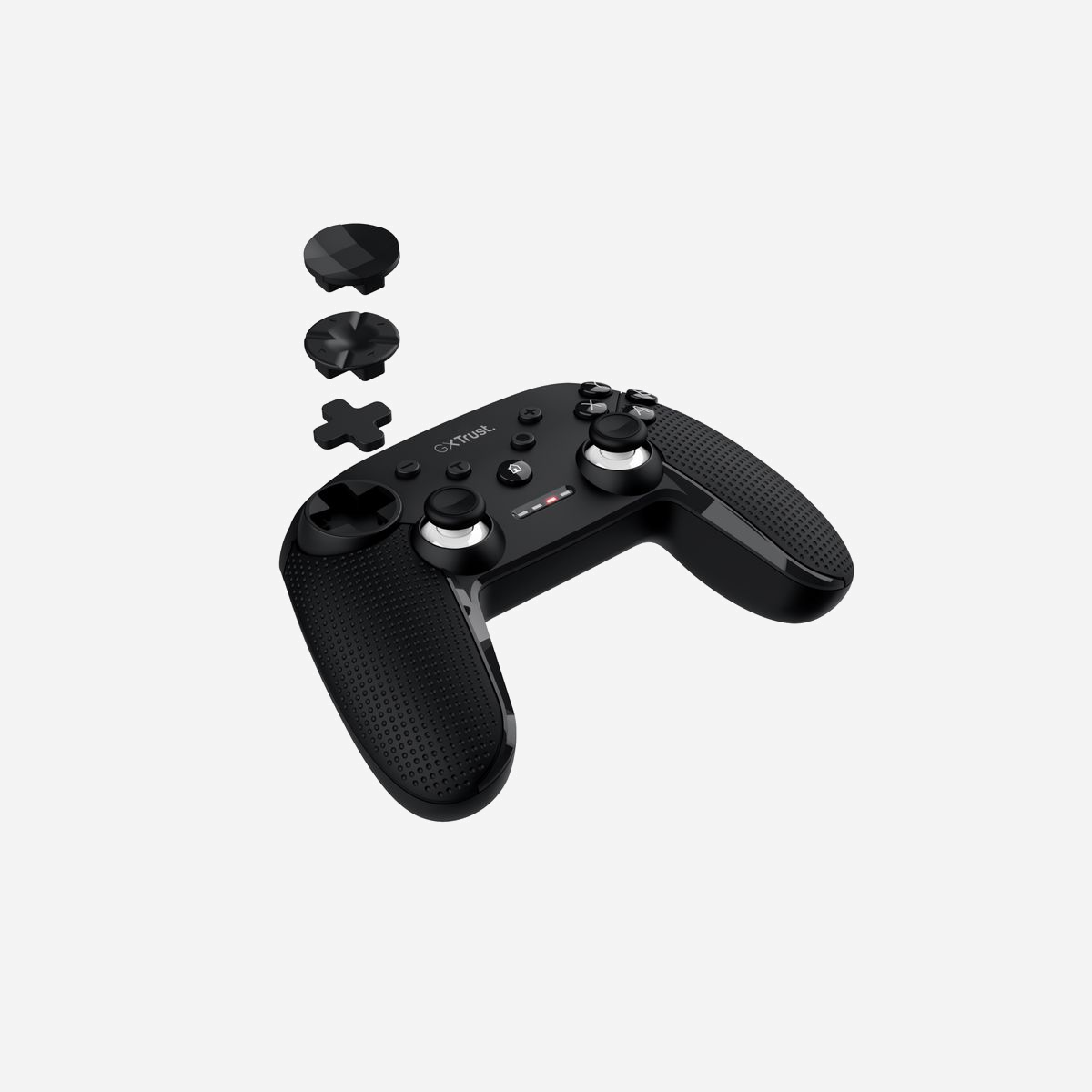 Trust GXT 542 MUTA Joystick Noir Multiplateforme Bluetooth/RF/USB, Analogique/Numérique, 15 Boutons, Batterie intégrée, PC/Android/Switch/iOS, Plastique recyclé - Trust GXT 542 MUTA. Type d'appareil: Joystick, Plates-formes de jeux prises en charge: Android, Nintendo Switch, PC, Tablette PC, iOS, Touches de fonction de contrôle de jeux: Croix directionnelle, Boutons directionnels, Touche de sélection, Bouton Démarrer, Touche Turbo. Technologie de connectivité: Avec fil &sans fil, Interface de l'appareil: Bluetooth/RF/USB, Connecteur USB: USB Type-C. Couleur du produit: Noir, Matériau du boîtier/corps: Plastique recyclé, Longueur de câble: 3 m. Source d'alimentation: Câble/Batterie, Type de batterie: Intégré. Prise en charge du système d'exploitation Windows: Windows 10, Windows 11, Prise en charge du système d'exploitation Mac: Mac OS X 10.15 Catalina, Mac OS X 11.0 Big Sur, Mac OS X 12.0 Monterey, Système mobile supporté: Android, iOS