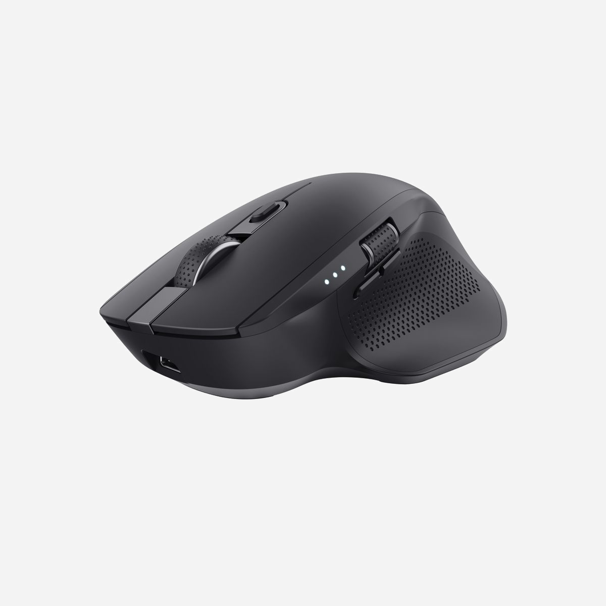 Trust Ozaa+ Souris Bureau Ergonomique RF sans Fil + Bluetooth 3200 DPI, 6 Boutons Programmables, Rechargeable USB-C, Compatible Windows/macOS/Android/iOS/ChromeOS - <b>Triplez la productivité</b><br>Besoin de passer rapidement d’un appareil à l’autre ? L’Ozaa+ est exactement ce qu’il vous faut. Avec la fonction de connexion sans fil multi-appareils, vous connecterez jusqu’à trois appareils simultanément avec un seul récepteur USB 2,4 GHz, ou via 2 périphériques Bluetooth.<br><br><b>Ne vous contentez pas de moins</b><br>Tout ce que vous avez toujours rêvé dans une souris, l’Ozaa+ vous l’apporte. Sa grande taille et ses parties en caoutchouc garantissent une prise optimale et confortable ; la molette de défilement latérale, les boutons silencieux et le capteur optique offrant jusqu’à 3 200 DPI assurent un travail plus pratique. Sans oublier ses 60 % de plastique recyclé, pour un travail plus durable !<br><br><b>Votre collègue favori</b><br>Personne n’aime travailler dans un bureau bruyant, et c’est pourquoi nous avons mis au point l’Ozaa+ dotée de boutons silencieux, pour que vous puissiez être productif sans déranger vos collègues. Petit plus : son capteur hautes performances permet d’utiliser cette souris sur toutes les surfaces. Vous n’aurez plus à déplacer votre souris sur votre bureau pour qu’elle fonctionne. Vous êtes prêt à devenir le collègue favori de tous ?<br><br><b>Donnez-vous un coup de pouce</b><br>Soyez toujours informé de l’autonomie de la batterie de votre souris grâce aux 3 voyants LED qui indiquent clairement l’autonomie qu’il vous reste. Lorsque la batterie est faible, branchez, rechargez et continuez comme si de rien n’était !