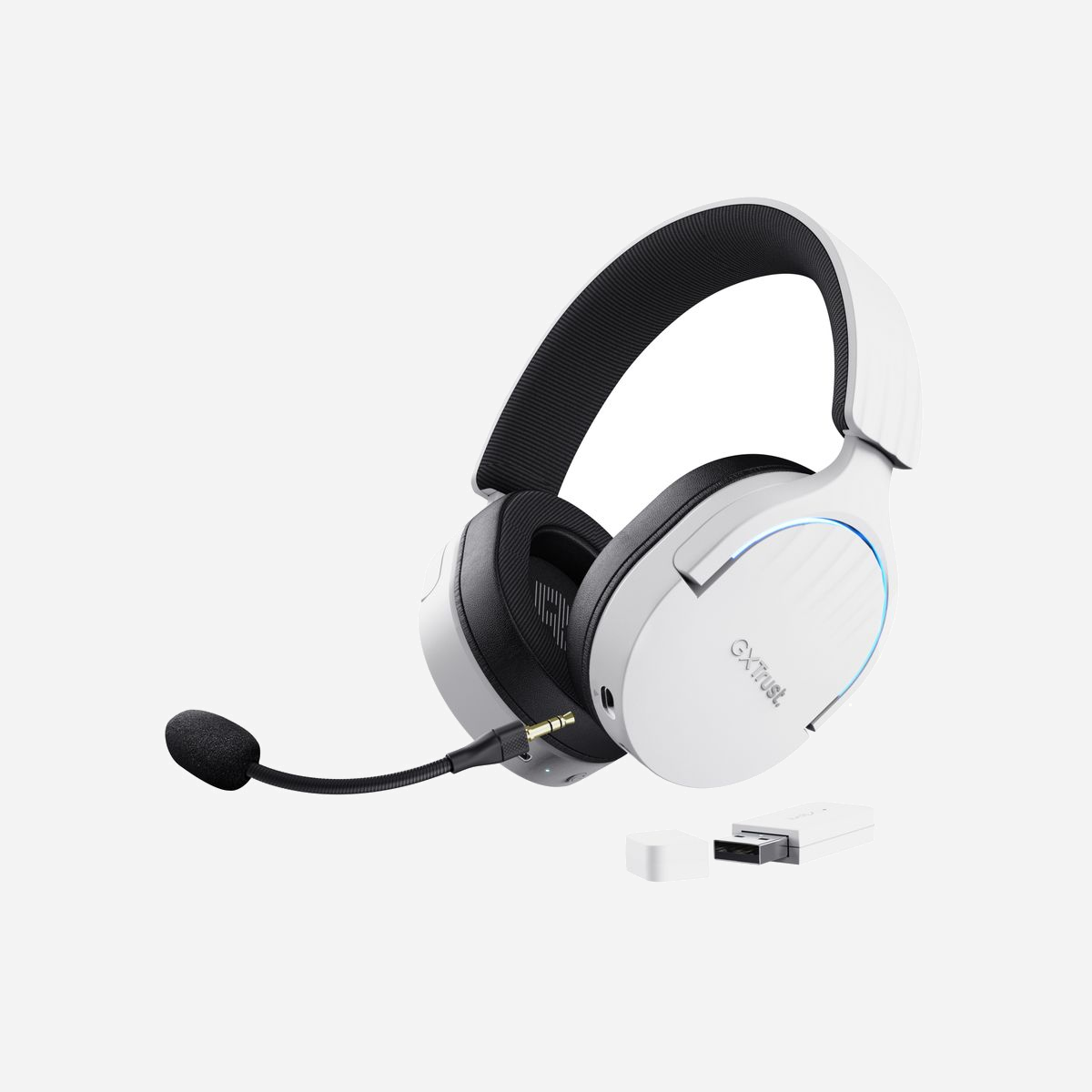 Trust GXT 491W Fayzo Casque Gaming Arceau Filaire/Sans Fil USB Type-C Bluetooth Noir/Blanc, Transducteurs 50mm, Autonomie 22h, Rétroéclairage RGB - Doublez vos performances<br>Envie de profiter pleinement de la bande son de votre jeu tout en discutant ou écoutant de la musique sur votre téléphone ? Nous avons ce qu’il vous faut ! Avec sa fonctionnalité sans fil double, le Fayzo vous permet de vous connecter simultanément à votre PC / console et à votre téléphone via le récepteur USB 2,4 GHz à ultra-faible latence et au Bluetooth. De plus, ce micro-casque offre jusqu’à 22 heures d’autonomie grâce à une batterie rechargeable très pratique.<br><br>L’énergie du personnage principal<br>Plongez dans le jeu, littéralement. Avec le son surround virtuel 7.1 et des transducteurs de 50 mm, ce microcasque délivre un son clair et puissant qui vous transportera au cœur de l’action. La garantie d’une expérience sonore exceptionnelle !<br><br>Entrez dans la zone de confort<br>Restez cosy avec le Fayzo. Les coussinets confortables, un arceau réglable et des oreillettes pivotantes vous garantissent le plus grand confort dès que vous enfilez ce micro-casque jusqu’à la fin de votre session de gaming.<br><br>Plus écolo, moins d’écho<br>Ce micro-casque vous offre non seulement un son incroyable, mais il vous permet également d’apporter votre contribution à la protection de l’environnement. Avec une composition de 85 % de plastique recyclé, le casque gaming sans fil Fayzo Dual est fait pour les joueurs ET la planète !<br><br>La communication clarifiée<br>Votre équipe mérite de vous entendre haut et fort : le microphone réducteur de bruits filtre les bruits de fond pour une communication extrêmement claire ; il peut même être détaché lorsqu’il n’est pas utilisé !<br><br>Couleurs tendance<br>Donnez une nouvelle dimension à votre setup de gaming avec ce micro-casque tendance. L’éclairage RGB<br>multicolore réglable avec trois modes de couleurs (plus un mode éteint) vous permet d’exprimer votre style unique tout en enchaînant les victoires.<br><br>Votre plateforme, vos règles<br>Que vous soyez de la Team PC, PlayStation ou Switch, le Fayzo deviendra le compagnon idéal. Compatible avec plusieurs plateformes, branchez-le simplement sur votre appareil favori via le dongle USB et/ou la connexion Bluetooth et à vous de jouer !<br><br>Un contrôle total<br>Allumé ou éteint : grâce aux commandes faciles d’accès sur l’oreillette, équilibrez rapidement le son entre votre PC/console et téléphone ou coupez le microphone d’une simple pression sur un bouton.