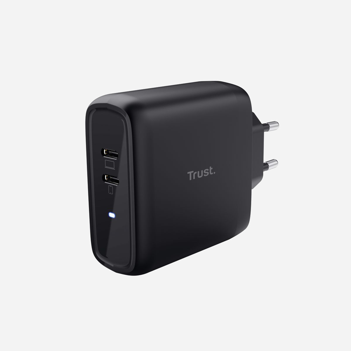 Trust Chargeur Secteur 65W Universel 2 Ports USB-C Power Delivery 3.0, PPS, Protection Surcharge/Court-circuit, 100-240V, Noir, Certifié CE/UKCA - Trust Maxo. Type de chargeur: Intérieure, Type de source d'alimentation: Secteur, Compatibilité de chargeur: Universel. Tension d'entrée: 100 - 240 V, Tension de sortie (max): 20 V. Quantité de ports USB de type C: 2, Charge rapide, Dispositifs de protection électrique: Sur-courant, Surcharge, Court-circuit. Couleur du produit: Noir