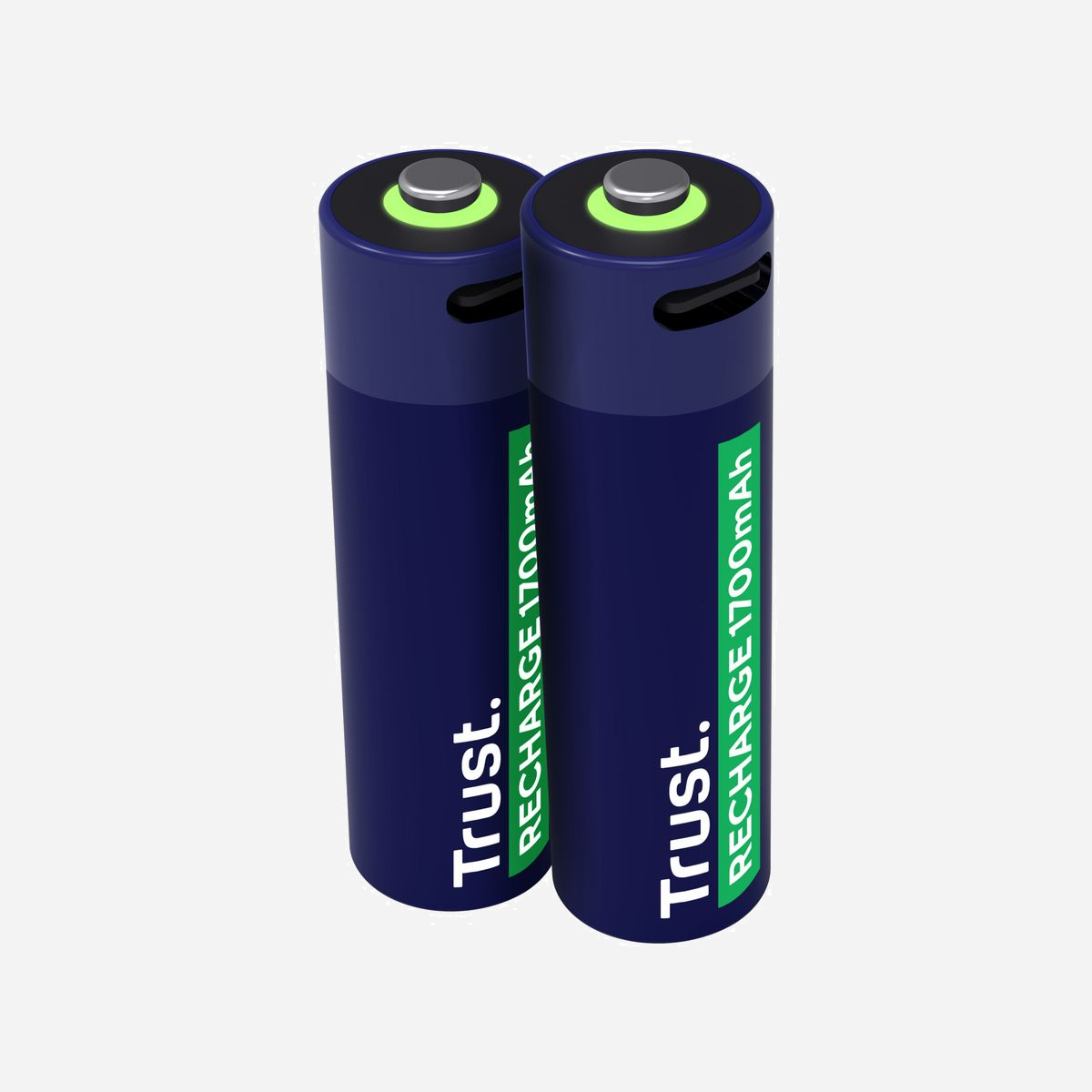 Trust Batterie Rechargeable AA 1700mAh USB-C, 2 Piles, Recharge 2h, 800 Cycles, Protection Court-Circuit, 50mm x 1.4cm - <b>Les batteries les plus performantes</b><br>Ces deux piles AA rechargeables se rechargent directement via USB-C, éliminant le besoin de piles jetables ou d’un chargeur spécifique. Avec une capacité de recharge allant jusqu’à 800 cycles, ces piles sont conçues pour durer !<br><br><b>Une vitesse fulgurante</b><br>Prêtes à l’emploi en un clin d’œil. Entièrement rechargées en seulement 2 heures et équipées d’un indicateur LED pratique pour le suivi du chargement, elles sont prêtes à vous accompagner rapidement dans toutes vos activités.
