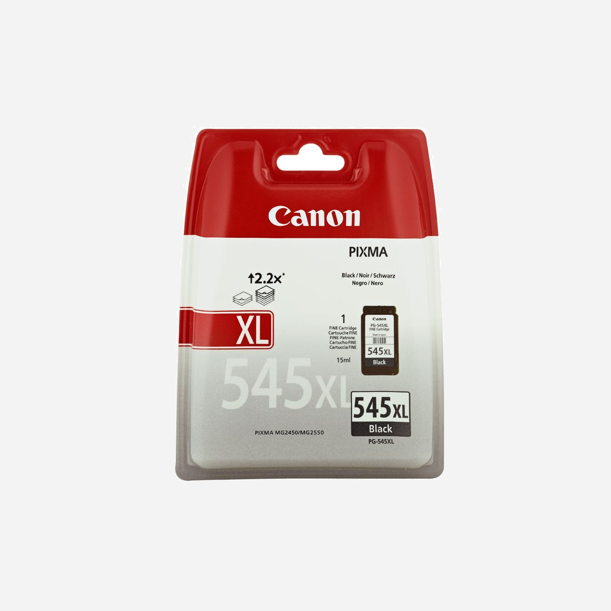 Canon PG-545XL Cartouche d'Encre Originale Noir Pigmentée - 8286B004 - Jet d'Encre - Compatibilité PIXMA MG2450 - 1 Pièce - Canon PG-545XL. Type d’encre noire: Encre à pigments, Couleurs d'impression: Noir, Quantité: 1 pièce(s)