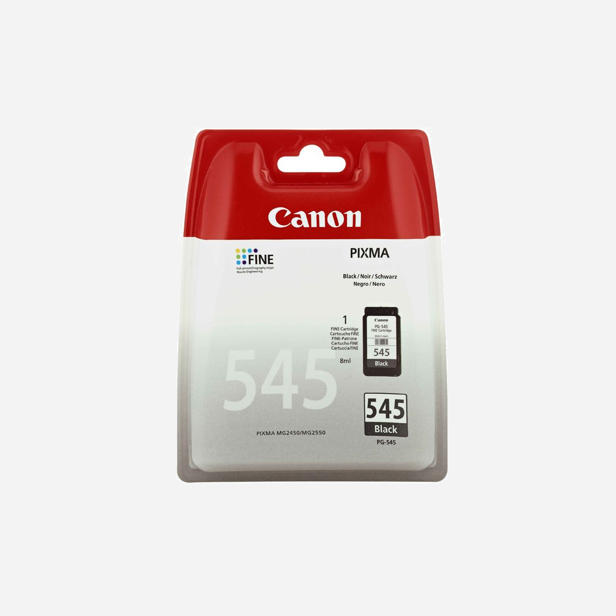Canon PG-545 Cartouche d'encre Noir Originale - Encre à pigments, Jet d'encre, 1 pièce, Compatibilité PIXMA MG2450, Référence 8287B004 - Canon PG-545. Type d’encre noire: Encre à pigments, Couleurs d'impression: Noir, Quantité: 1 pièce(s)