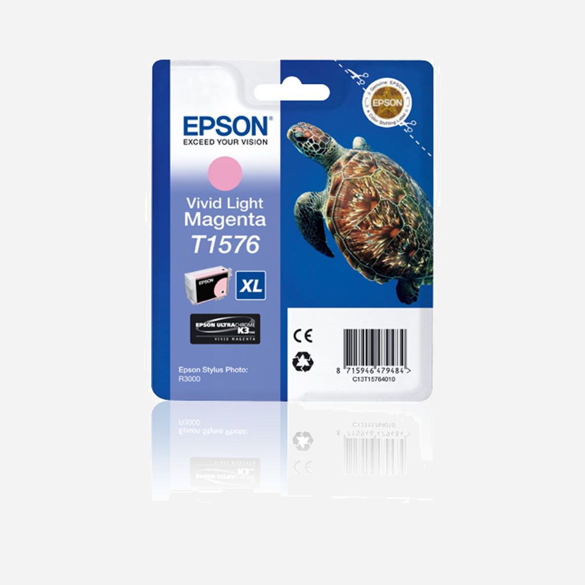 Cartouche d'encre Epson C13T15764010 - UlC K3 VM Mc Magenta Vif Clair 25.9ml - Rendement 2300 Pages - Pigmentée - Stylus Photo R3000 - Epson Turtle Cartouche "Tortue" - Encre UlC K3 VM Mc. Type d’encre de couleur: Encre à pigments, Type de cartouche d'encre: Rendement élevé (XL), Rendement par page d'encre de couleur: 2300 pages, Volume d'encre de couleur: 25,9 ml, Couleurs d'impression: Magenta vif clair, Quantité: 1 pièce(s)