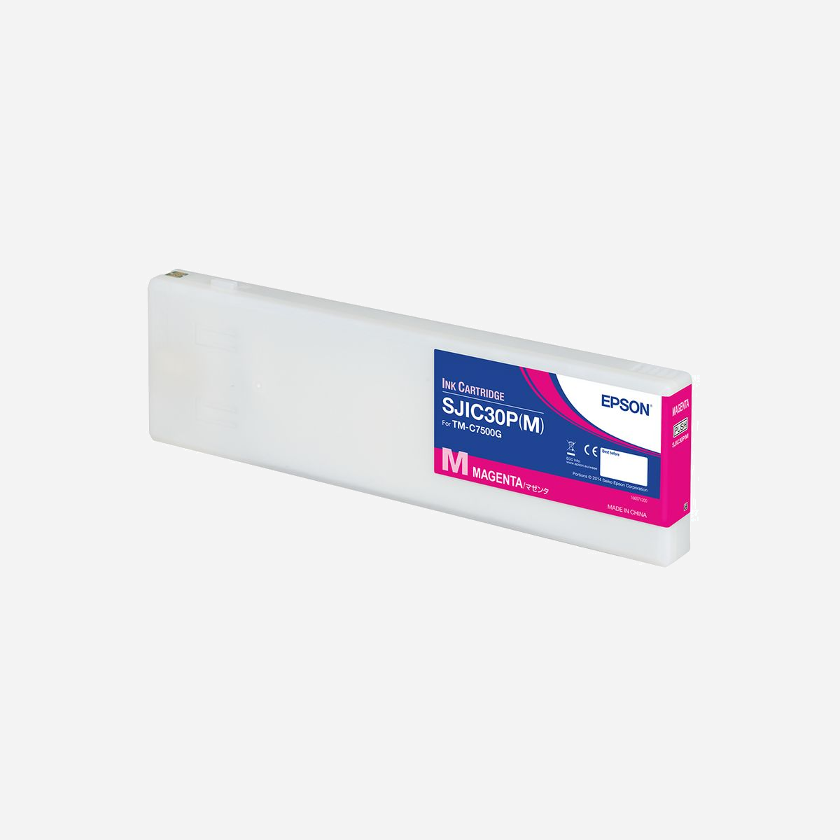 Epson C33S020641: Cartouche d'encre magenta à pigments 294.3ml pour ColorWorks C7500G (SJIC30P(M)), Type Original, Fabriquée en Chine - Epson SJIC30P(M): Ink cartridge for ColorWorks C7500G (Magenta). Type d’encre de couleur: Encre à pigments, Volume d'encre de couleur: 294,3 ml, Couleurs d'impression: Magenta, Quantité: 1 pièce(s)