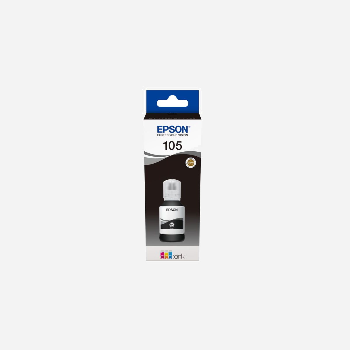 Epson Encre Noire Pigmentée 105 EcoTank, 140 ml, Réf. C13T00Q140 pour ET-7700/7750 - Impression Jet d'Encre, Original, Boîte - <b>Impression photo haute qualité</b> <br>Imprimez des photos de haute qualité qui pourront rester intactes jusqu’à 300 ans dans un album photo1 avec cette série d’encre cinq couleurs qui comprend une encre Noir photo. Que vous vouliez produire des photos glacées d’une qualité exceptionnelle ou des documents au quotidien, cette série d’encre vous fournira des résultats de haute qualité avec les imprimantes EcoTank appropriées. <br><br><b>Laissez libre cours à votre créativité</b><br>Imprimez vos photos sans vous préoccuper du coût grâce à cette série d’encre. Dès le premier kit d’encres fourni avec une imprimante EcoTank, vous avez suffisamment d’encre pour imprimer jusqu’à 3 400 photos (10 × 15 cm)2.<br><br><b>Conçues spécialement pour être faciles à utiliser</b><br>Les bouteilles d’encre Epson sont plus faciles à utiliser que jamais grâce à leur conception de nouvelle génération. Les bouteilles complètement repensées permettent des recharges faciles et sont dotées de détrompeurs pour ne plus se tromper de couleur en remplissant le réservoir. <br><br><b>L’article d’origine</b><br>Réalisez des impressions fiables et sans difficulté avec les encres d’origine Epson. Nous réalisons de lourds investissements en Recherche et Développement et en usines de fabrication high-tech, et nous soumettons nos produits à des tests rigoureux pour vous offrir une qualité exceptionnelle.