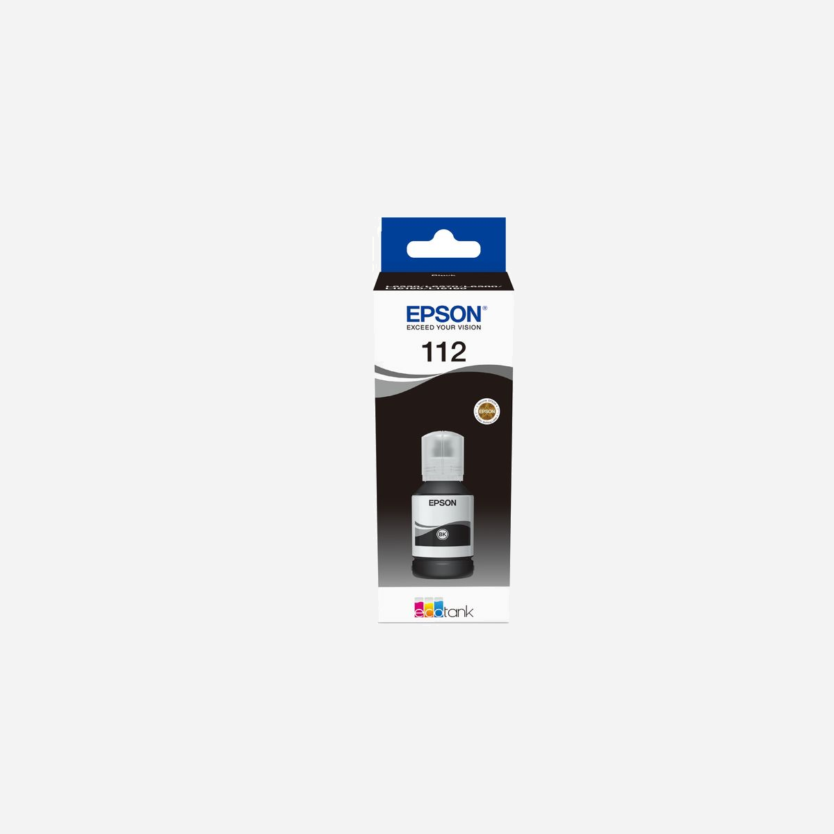 Epson EcoTank 112 Noir Original – Référence C13T06C14A - Encre noire 127ml - Rendement 7500 pages - Compatibilité imprimantes Epson L5150, L5160 - Epson EcoTank 112. Couleurs d'impression: Noir, Compatibilité de marque: Epson, Compatibilité: L5160, L5150. Quantité: 1 pièce(s), Type d'emballage: Boîte
