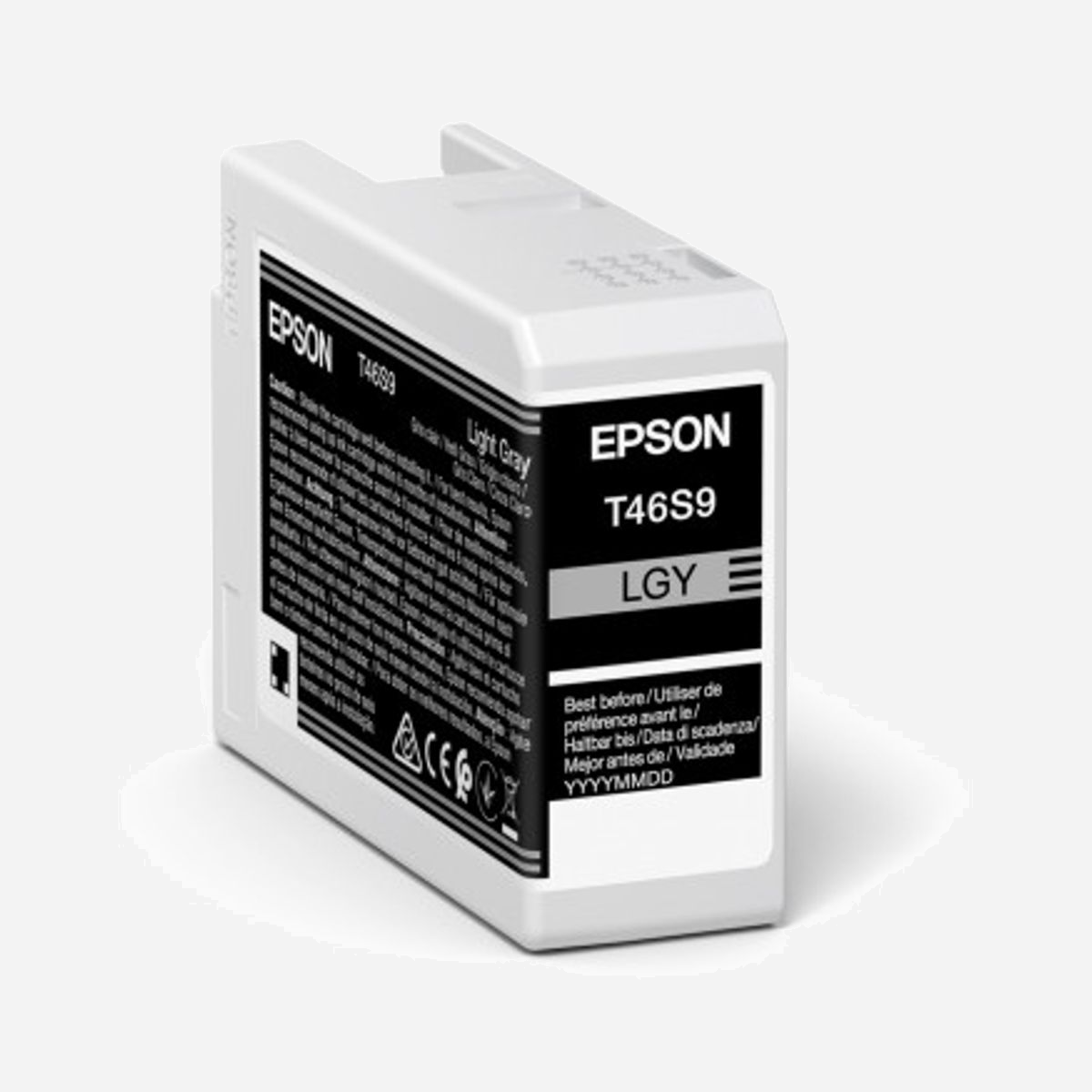 Epson UltraChrome Pro C13T46S900 Cartouche d'encre pigmentée Gris clair 25ml - Compatible SureColor SC-P700 - Original - 1 pièce - Epson UltraChrome Pro. Type d’encre de couleur: Encre à pigments, Volume d'encre de couleur: 25 ml, Couleurs d'impression: Gris clair, Quantité: 1 pièce(s)