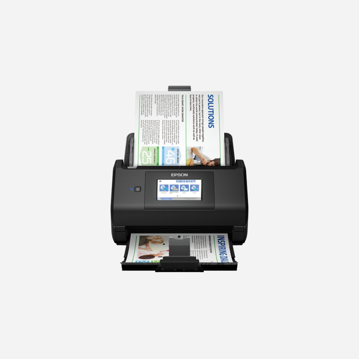 Epson WorkForce ES-580W Scanner A4 600x600 DPI, Numérisation Recto Verso 35 ppm/70 ipm, Chargeur 100 Feuilles, Wi-Fi, USB 3.2, Écran LCD - <b>Aucun ordinateur nécessaire</b><br>Numérisation facilitée : avec l’écran tactile de 10,9 cm, vous pouvez numériser directement sans fil vers des dossiers réseau et cloud, des adresses e-mail ou une clé USB, sans ordinateur. <br><br><b>Gagnez du temps</b><br>Grâce à la numérisation recto verso en un seul passage, au chargeur de 100 feuilles automatique et à des vitesses de numérisation de 35 ppm/70 ipm1, vous pourrez terminer votre travail rapidement et gagner du temps.<br><br><b>Grande flexibilité</b><br>Numérisez directement à partir de l’écran tactile du scanner et créez des préréglages et des dispositions personnalisables sans avoir besoin d’un ordinateur. Vous pouvez également numériser et partager des documents à l’aide de votre PC ou de votre Mac, avec le logiciel Epson ScanSmart, ou à l’aide de votre téléphone ou tablette avec l’application Epson Smart Panel. <br><br><b>Intelligence</b> <br>La technologie de traitement des images d’Epson offre des réglages des couleurs et de l’image intelligents, comme le recadrage automatique, la correction automatique du biais, la suppression des pages vierges et du fond.<br><br><b>Tranquillité d’esprit</b><br>Grâce aux capteurs intégrés pour les bourrages papier, à la double alimentation et à la détection de la saleté sur le verre, tous les documents sont conservés en toute sécurité et numérisés avec la plus haute qualité.<br><br><b>Polyvalence</b><br>Numérisez des documents d’un grammage compris entre 27 et 409 g/m2, y compris des reçus, des cartes de visite, des cartes plastifiées et plus encore, pour produire des fichiers numériques de haute qualité.