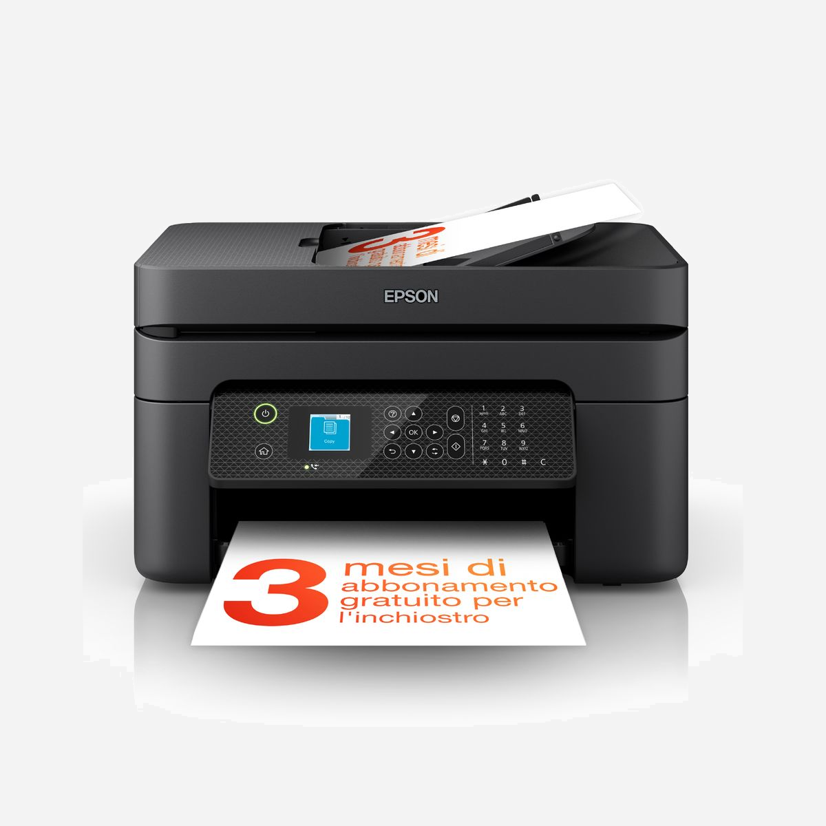 Epson WorkForce WF-2930DWF : Jet d'encre Couleur A4, 5760x1440 DPI, 33/18 ppm, Recto/Verso Auto, Scanner ADF 1200x2400 DPI, Fax 33.6Kbps, Wifi, Impression Mobile, Noir - Epson WorkForce WF-2930DWF. Technologie d'impression: Jet d'encre, Impression: Impression couleur, Résolution maximale: 5760 x 1440 DPI, Vitesse d'impression (couleur, qualité normale, A4/US Letter): 18 ppm. Copier: Copie couleur. Numérisation: Numérisation couleur, Résolution de numérisation optique: 1200 x 2400 DPI. Télécopier: Télécopie couleur. Fonctions recto verso: Impression. Taille de papier de série A ISO maximum: A4. Wifi. Impression directe. Couleur du produit: Noir