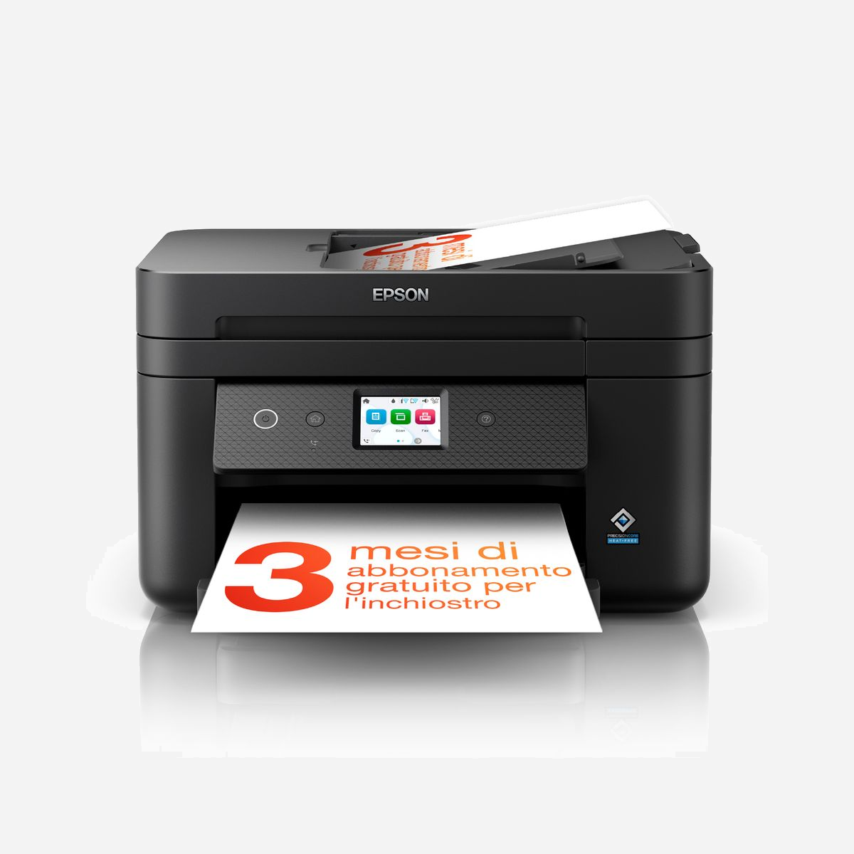 Epson WorkForce WF-2960DWF : Jet d'encre couleur A4, 4800x1200 DPI, 33/20 ppm, Recto/Verso Auto, Scanner 1200x2400 DPI ADF 30 feuilles, WiFi, Ethernet - Epson WorkForce WF-2960DWF. Technologie d'impression: Jet d'encre, Impression: Impression couleur, Résolution maximale: 4800 x 1200 DPI, Vitesse d'impression (couleur, qualité normale, A4/US Letter): 20 ppm. Copier: Copie couleur. Numérisation: Numérisation couleur, Résolution de numérisation optique: 1200 x 2400 DPI. Télécopier: Télécopie couleur. Fonctions recto verso: Impression. Taille de papier de série A ISO maximum: A4. Wifi. Impression directe. Couleur du produit: Noir