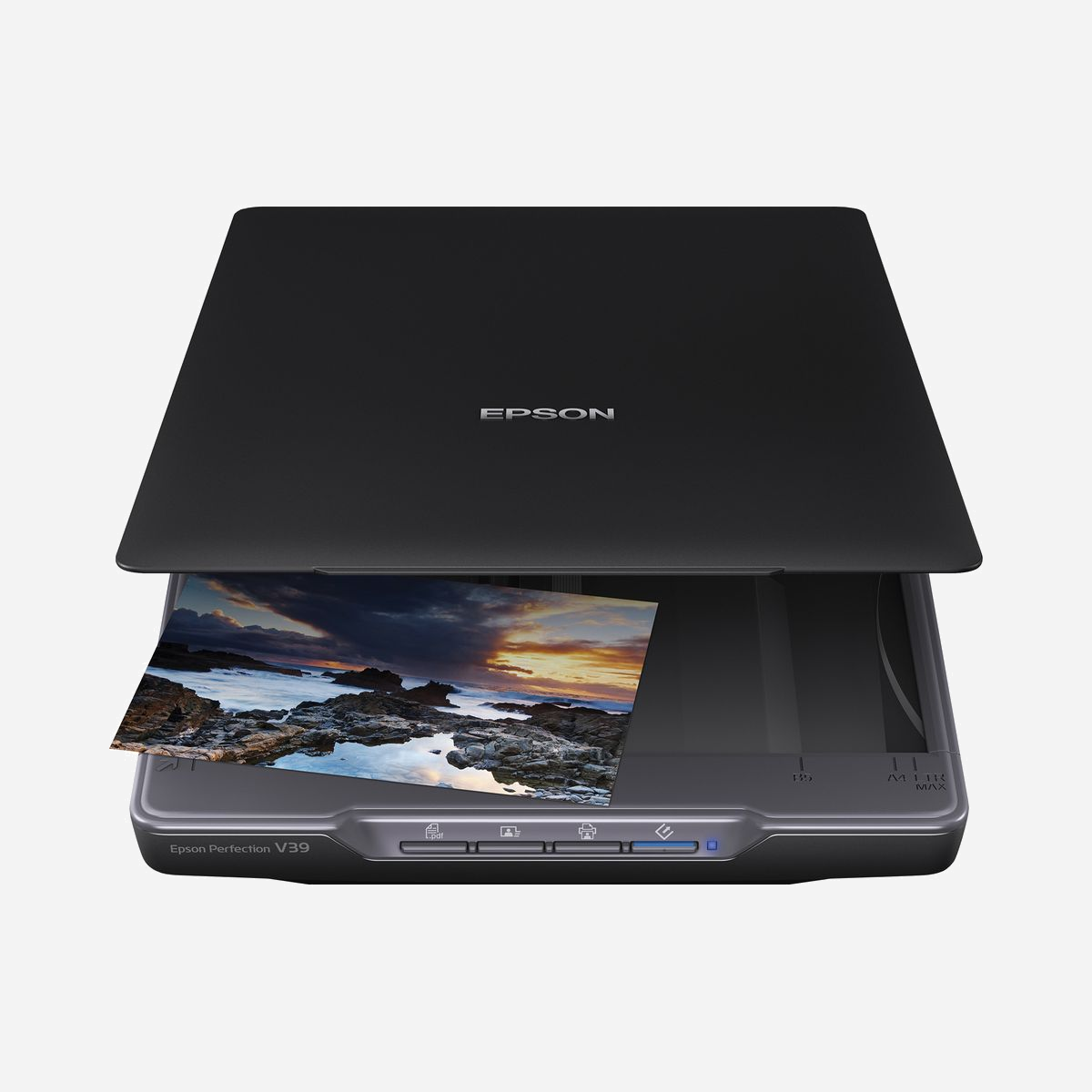 Epson Perfection V39II Scanner à Plat A4 4800x4800 DPI CIS LED Blanche USB - Numérisation Couleur 48 bits - Compatible Windows/macOS - Epson Perfection V39II. Surface maximal de numérisation: 216 x 297 mm, Résolution de numérisation optique: 4800 x 4800 DPI, Profondeur d'affichage d'entrée de couleur: 48 bit. Type de scanner: Numérisation à plat, Couleur du produit: Noir, Type de commande: Boutons. Type de capteur: CIS, Source lumineuse: LED blanche, Formats des fichiers numérisés: BMP, JPEG, PDF, TIFF. Taille de papier de série A ISO maximum: A4, ISO, Format Series A (A0...A9): A4. Type d'alimentation d'énergie: USB, Consommation électrique typique: 2,5 W, Consommation électrique (arrêt): 0,013 W