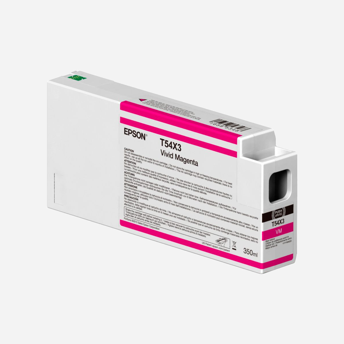 Epson Cartouche d'encre Magenta vif clair Original 350ml - Référence C13T54X60N - Pour SureColor SC-P6000/P7000/P8000/P9000 - Epson C13T54X60N. Type d'alimentation: Paquet unique, Volume d'encre de couleur: 350 ml, Couleurs d'impression: Magenta vif clair, Quantité: 1 pièce(s)
