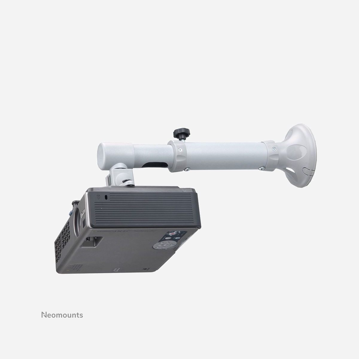 Neomounts BEAMER-W050SILVER Support mural vidéoprojecteur Acier argenté, charge max 12kg, pivot 360°, inclinaison 90°, distance mur 37-47cm, largeur 0-390mm - Ce support mural de projecteur universel Neomounts, modèle BEAMER-W050SILVER, vous permet de monter un projecteur/beamer sur n'importe quel mur.<br><br>L'utilisation d'un support mural offre plus de capacité au projecteur. Ce support est réglable en profondeur de 31 à 47 cm et supporte facilement les projecteurs jusqu'à 12 kg. <br><br>La technologie de Neomounts, inclinaison de 90°, rotation de 360° et pivot de 180°, permet d'assurer un angle de vision optimal. Idéal pour être monté sur n'importe quel mur. Cachez vos câbles dans la colonne etgardez les biens rangés.<br><br>Facile à installer en utilisant les trous de fixation sur la partie inférieure du projecteur. <br><br>Tout le matériel d'installation est fourni avec le produit.