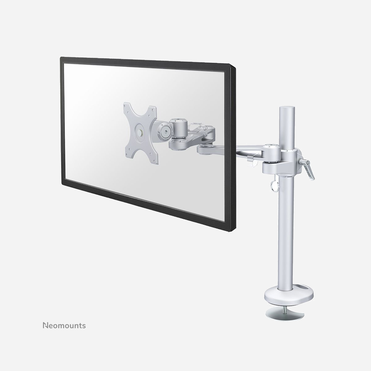Neomounts FPMA-D935G Support Bureau Écran 10-30" VESA 75x75/100x100, Inclinaison 180°, Rotation 360°, Pivot 300°, Hauteur 50cm, Charge 10kg - Le support de bureau Neomounts, modèle FPMA-D935G est un support de bureau avec inclinaison, rotation et pivot pour écran plat jusqu'à 30". Ce support est un excellent choix pour économiser de l'espace sur le bureau en utilisant un œillet.<br><br>La technologie de Neomounts, inclinaison de 180°, rotation de 360° et pivot de 300°, permet au montage de changer l'angle de vue pour profiter pleinement des capacités de l'écran plat. La hauteur du support est réglable manuellement jusqu'à 50 centimètres. La profondeur est réglable de 12 à 50 centimètres. Une gestion des câbles unique cache et achemine les câbles du support à l'écran plat pour garder le lieu de travail agréable et bien rangé.<br><br>Le modèle Neomounts FPMA-D935G possède trois points de flexion et est adapté pour les écrans jusqu'à 30" (76 cm). La capacité de poids de ce produit est de 10 kg. Ce support de bureau est adapté pour les écrans qui répondent à la norme VESA 75x75 et 100x100mm. Différents modèles de trous peuvent être couverts à l'aide des plaques d'adaptation Neomounts VESA.<br><br>Des maux de dos et de cou peuvent être évités en utilisant un support ergonomique. Idéal pour une utilisation dans les bureaux et sur les comptoirs ou dans une zone de réception. <br><br>Tout le matériel d'installation est fourni avec le produit.