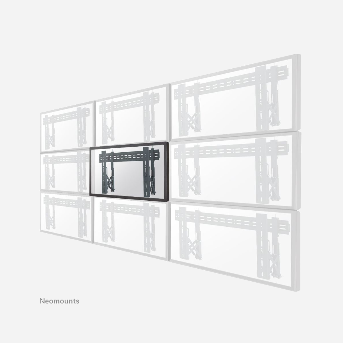 Neomounts LED-VW1000BLACK Support Mural Videowall 40-75" VESA 200x200-600x400mm Charge Max 50kg Distance Mur 4.9-22.3cm Acier Noir - Le support mural Neomounts, modèle LED-VW1000BLACK est un support mural fixe pour écrans plats jusqu'à 75". <br><br>Ce support est un excellent choix si vous voulez une ultime flexibilité de visualisation avec votre écran plat. La profondeur de ce support est de 5,6 à 21,5 centimètres. Ce support mural est spécialement réalisé pour être utilisé dans les murs vidéos. l'écran peut facilement être retiré.<br><br>Neomounts LED-VW1000BLACK est adapté pour les écrans jusqu'à 75". La capacité de poids de ce produit est de 50 kg chaque écran. Le montage mural est adapté pour les écrans qui répondent au VESA 200x200 à 600x400mm. <br><br>Différents modèles de trous peuvent être couverts en utilisant des plaques d'adaptation Neomounts VESA.<br>Créez une ambiance design épurée pour votre téléviseur à écran plat dans le salon, une chambre ou avec un home cinéma.<br><br>Tout le matériel d'installation, y compris la serrure antivol est inclus avec le produit.