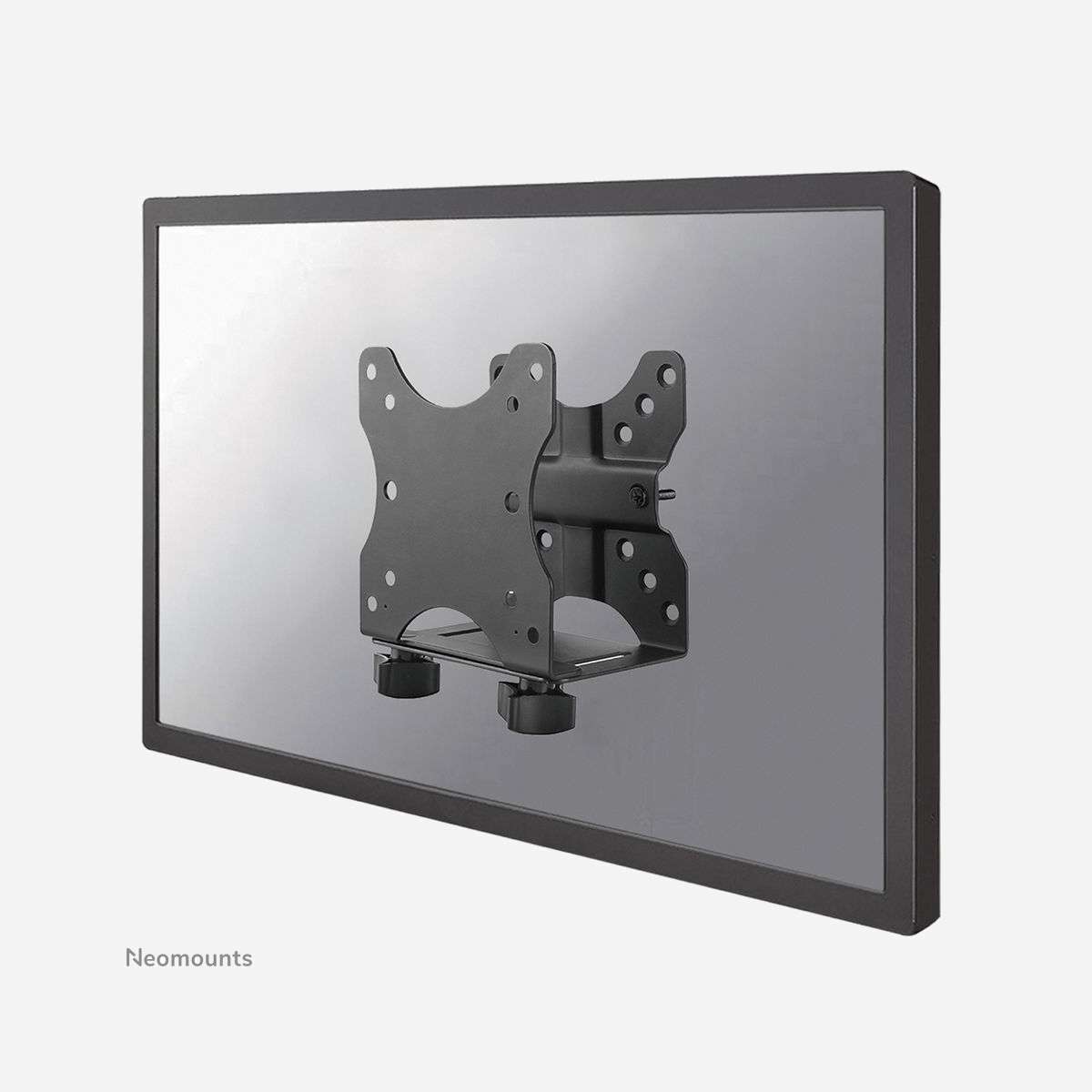 Neomounts NM-TC100BLACK Support PC Client Léger - VESA 50/75/100 - Montage Bureau/Poteau Ø35mm - Acier Noir - Charge Max 5kg - Largeur ajustable 17-70mm - Le support pour client léger Neomounts NM-TC100BLACK vous permet d'installer un ordinateur client léger sur un support de moniteur, un poteau ou sous le bureau. <br><br>Le support pour client léger peut être installé à l'abri des regards, directement sur la plaque VESA, derrière le moniteur. Le NM-TC100BLACK comprend un schéma de trous VESA 50/75/100 pour simplifier l'installation en combinaison avec des écrans plats. En installant le support pour client léger sur la plaque VESA, vous pouvez utiliser la gestion des câbles du support de bureau et garder l'espace de travail libre de câbles. <br><br>En outre, le support peut être monté sur un poteau de Ø35 mm ou sur un bureau. Cette solution pratique vous permet non seulement de créer un espace de travail propre et net, mais aussi de prolonger la durée de vie de votre appareil en réduisant l'entrée de poussière et de saletés. <br><br>Le NM-TC100BLACK peut être facilement ajusté en largeur et en profondeur pour s'adapter à la plupart des PC clients légers.