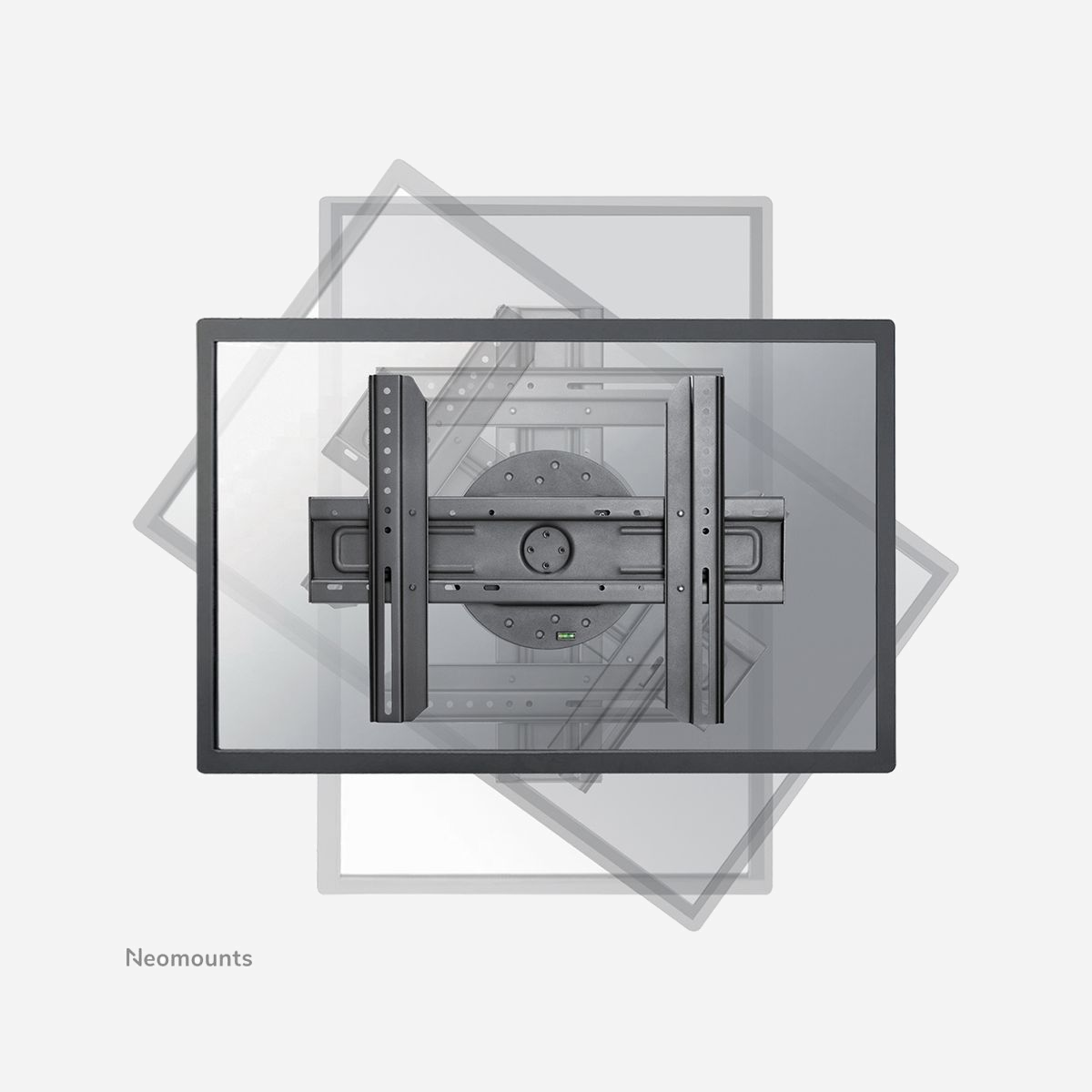 Neomounts LED-WR100BLACK Support Mural Rotatif 37-75" VESA 200x200 à 600x400, Rotation 360°, Distance Mur 5.1cm, Charge Max 50kg, Acier Noir - Le Neomounts LED-WR100BLACK est un support mural fixe avec une fonction de rotation de 360 degrés pour les écrans plats jusqu'à 75".<br><br>Ce support universel a seulement 5 cm de profondeur, a une capacité de 50 kg et peut être monté sur les écrans avec des trous Vesa au dos de l'écran de maximum de 600x400 mm. Ainsi, il vous est facile de fixer des écrans compris entre 37" et 75". <br><br>L'installation est très facile: vous installez la bande horizontale sur le mur et les deux crochets derrière votre écran. Ensuite, accrochez l'écran sur la fiche et vous pourrez tirer le meilleur parti de votre écran plat!